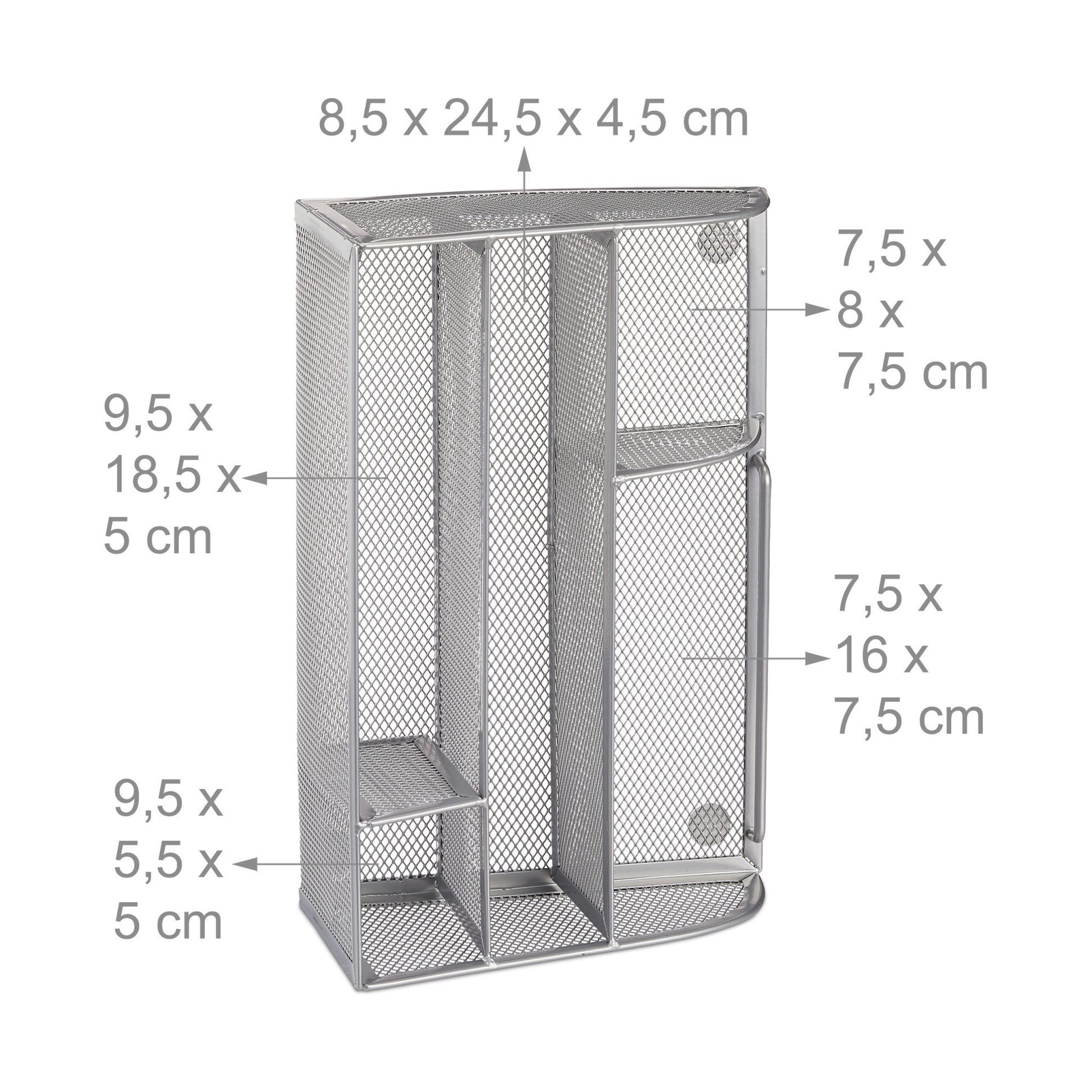 Schreibtischorganizer 5 Ablagen Metall Silber von Relaxdays