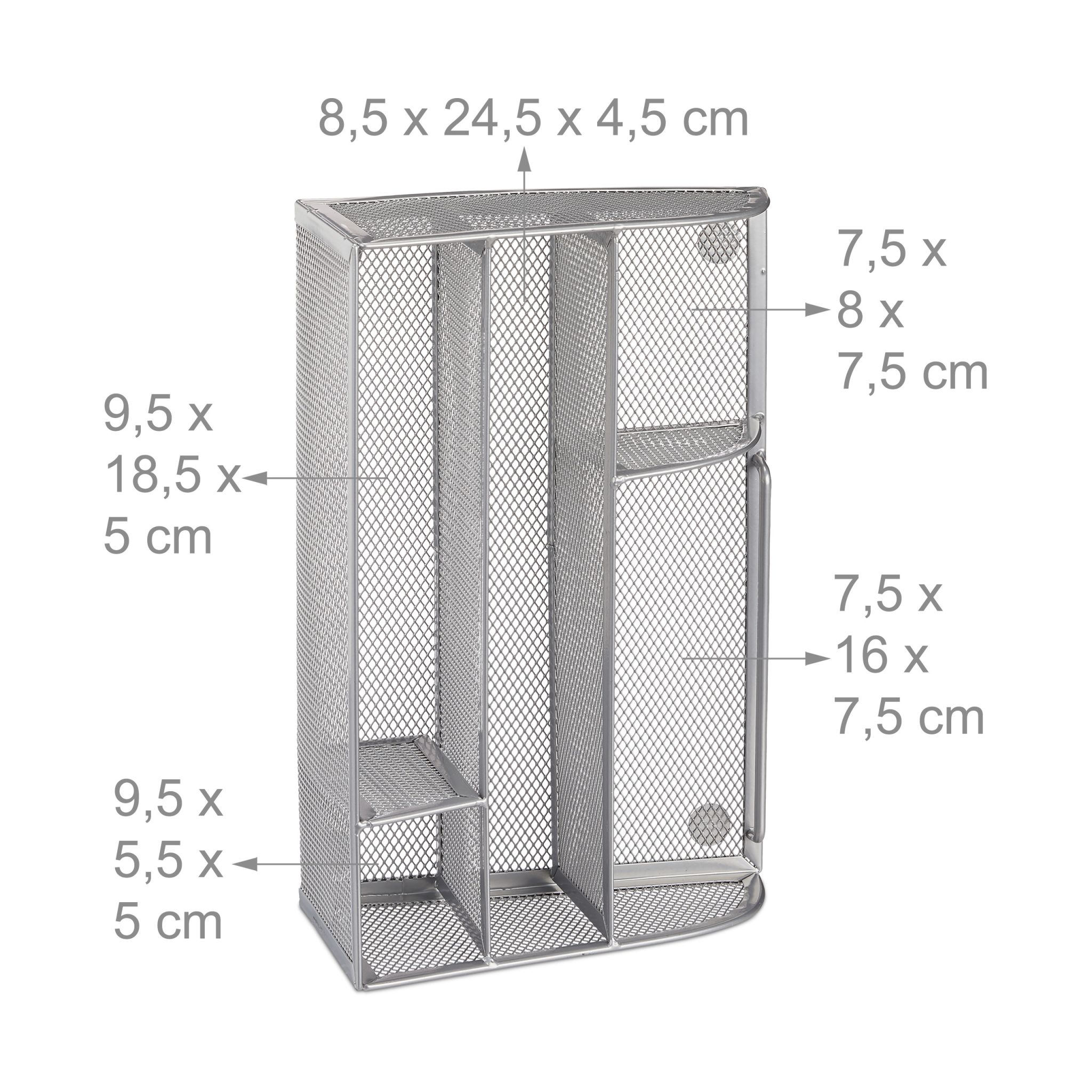 Schreibtischorganizer 5 Ablagen Metall Silber von Relaxdays