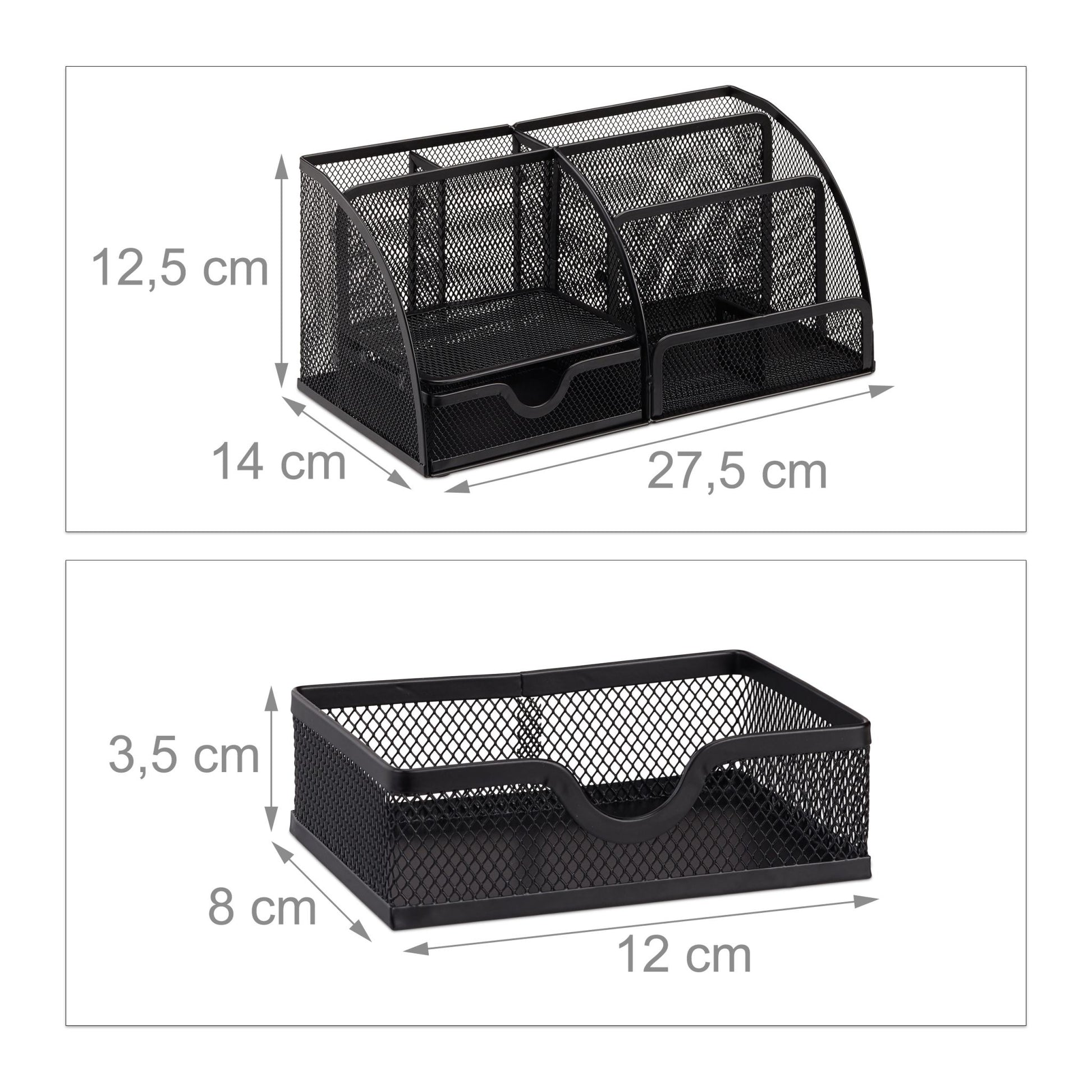 Schreibtischorganizer 6 Ablagen Metall Schwarz von Relaxdays