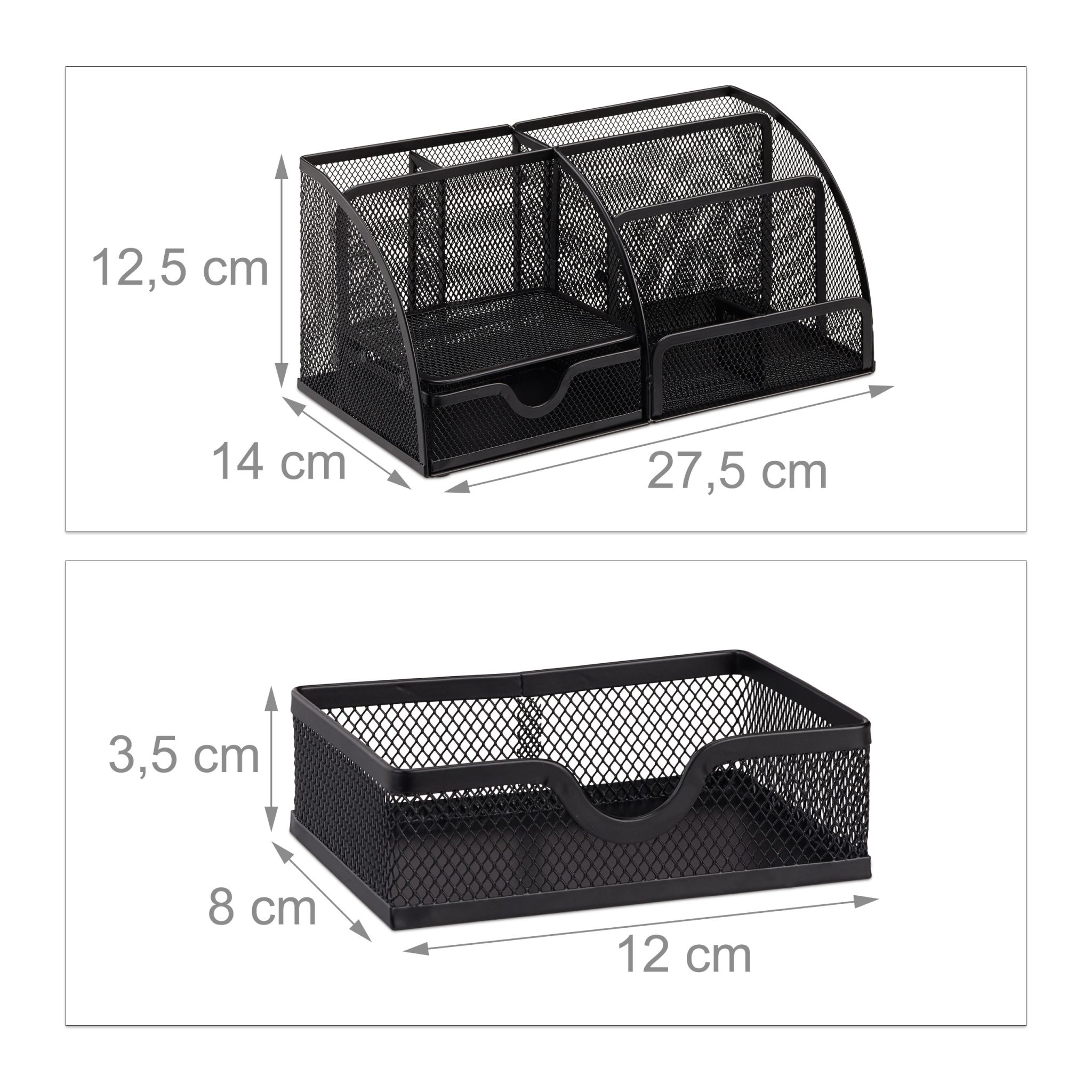 Schreibtischorganizer 6 Ablagen Metall Schwarz von Relaxdays