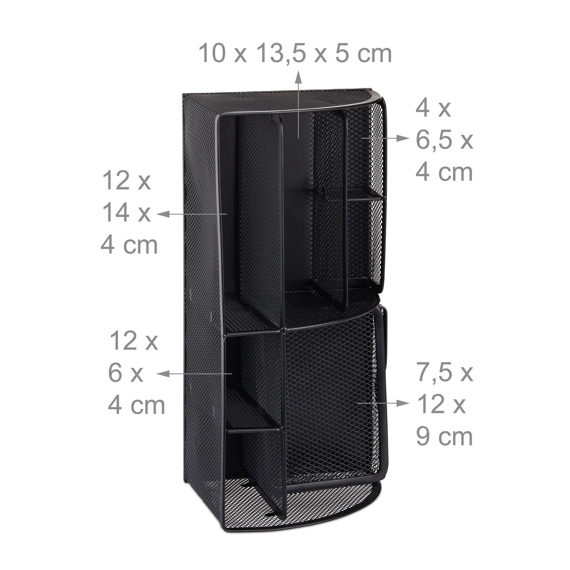 Schreibtischorganizer 6 Ablagen Metall Schwarz von Relaxdays