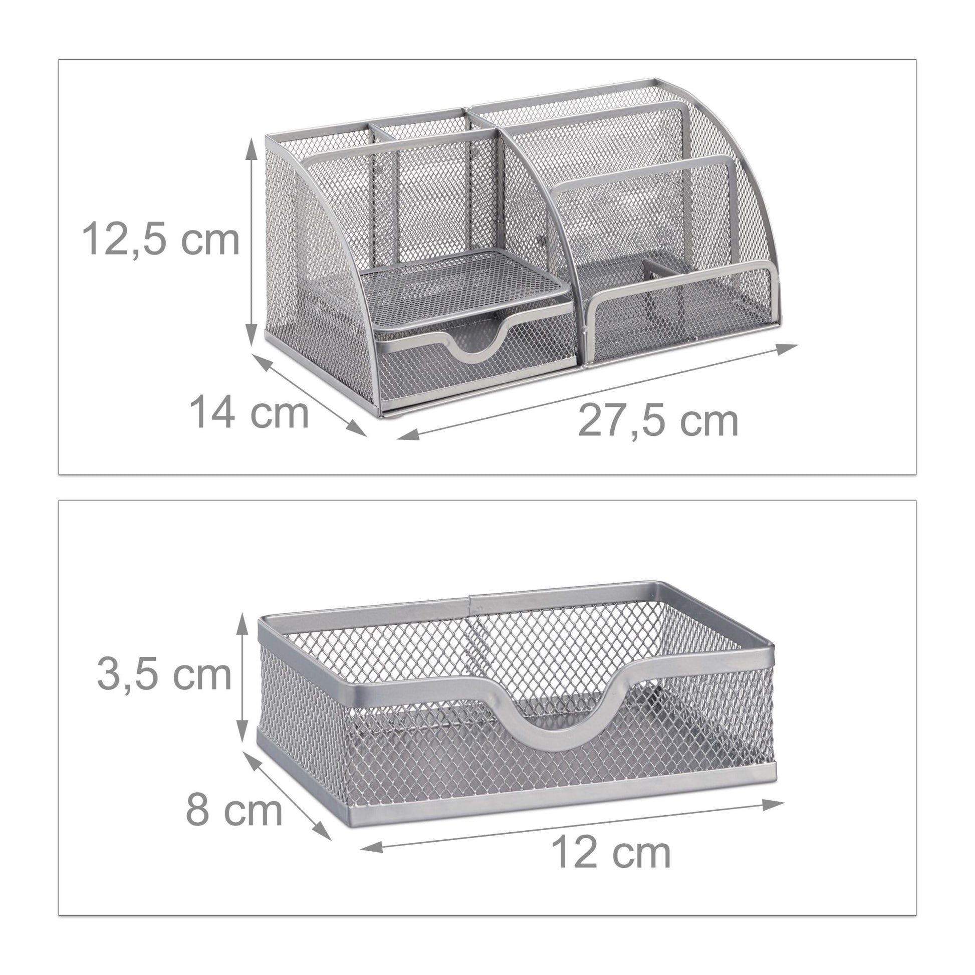 Schreibtischorganizer 6 Ablagen Metall Silber von Relaxdays