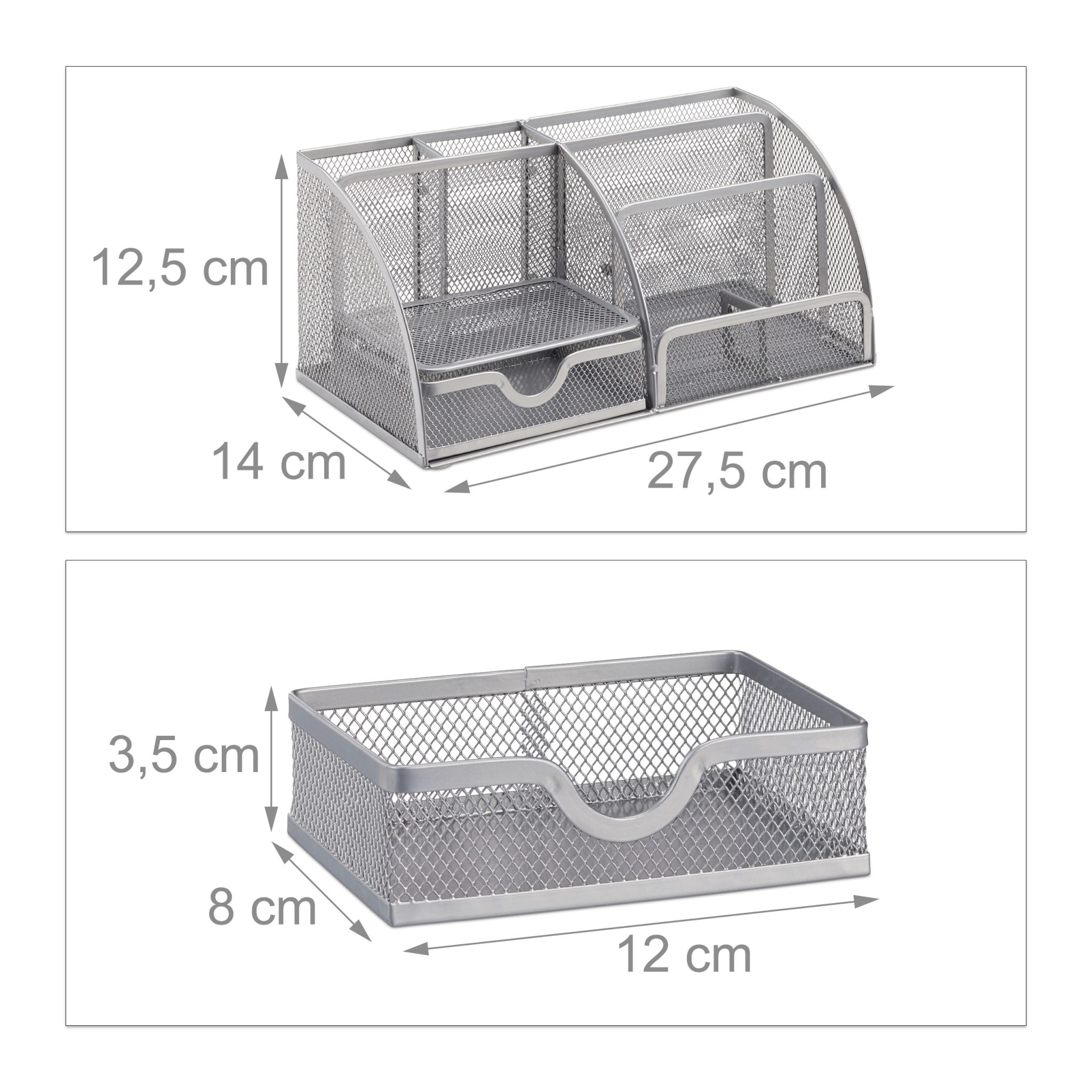 Schreibtischorganizer 6 Ablagen Metall Silber von Relaxdays