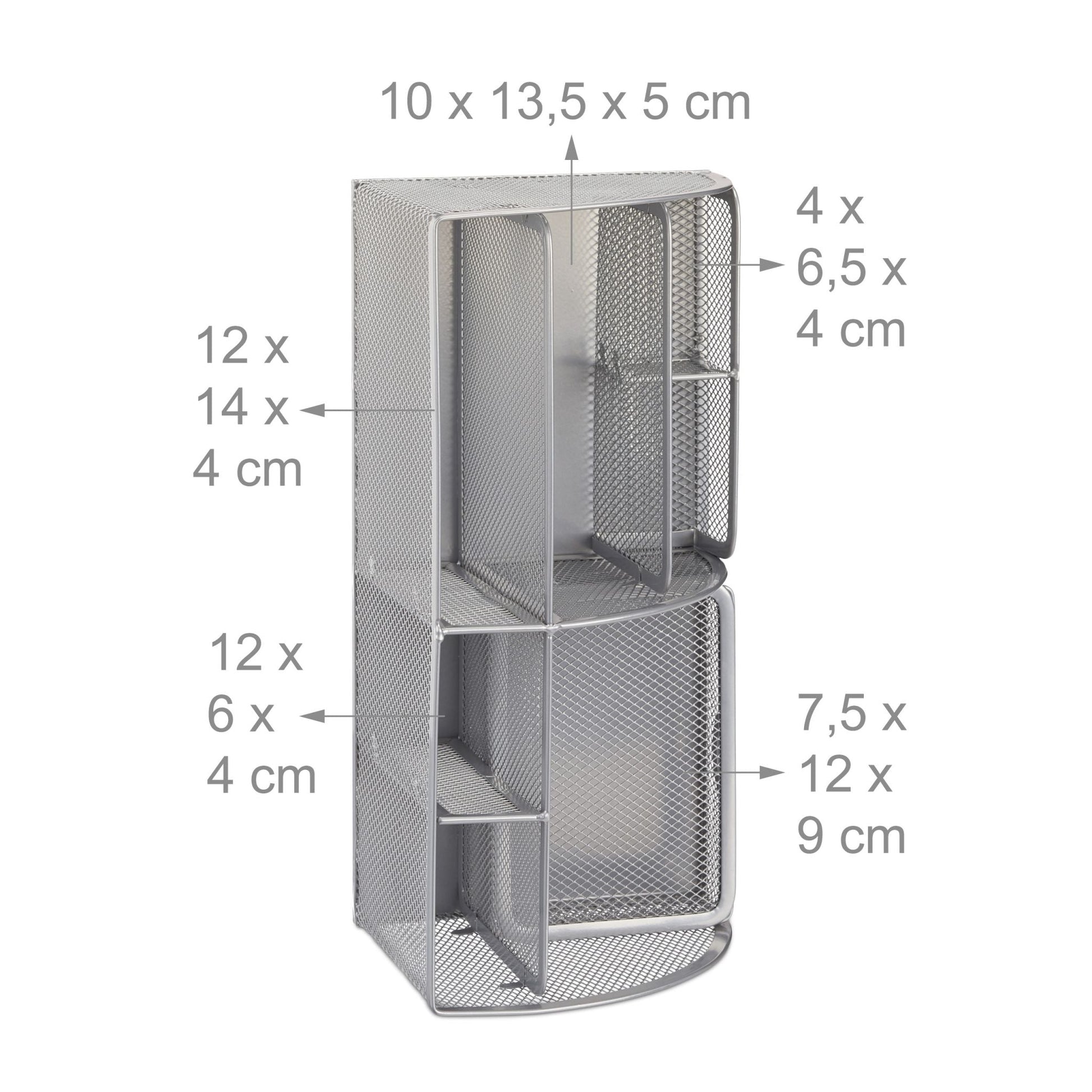 Schreibtischorganizer 6 Ablagen Metall Silber von Relaxdays