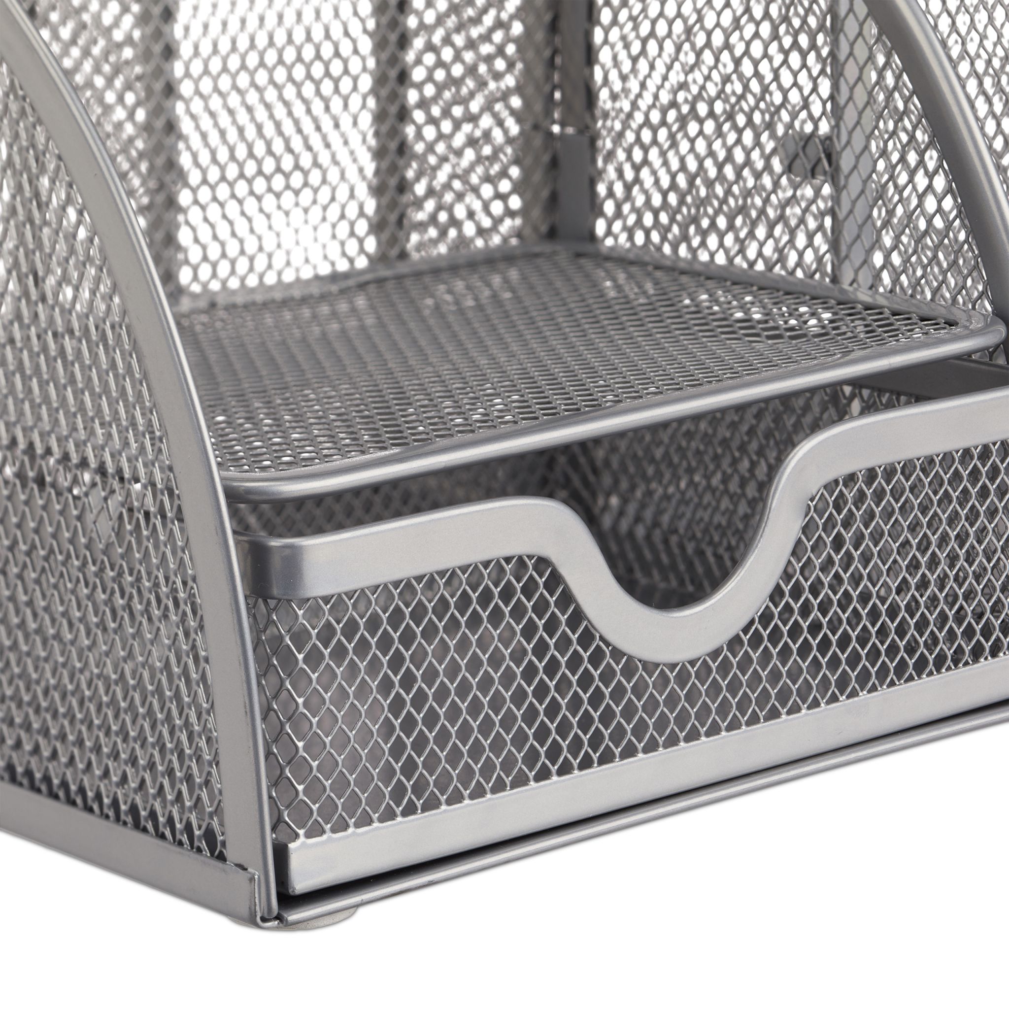 Schreibtischorganizer 6 Ablagen Metall Silber von Relaxdays