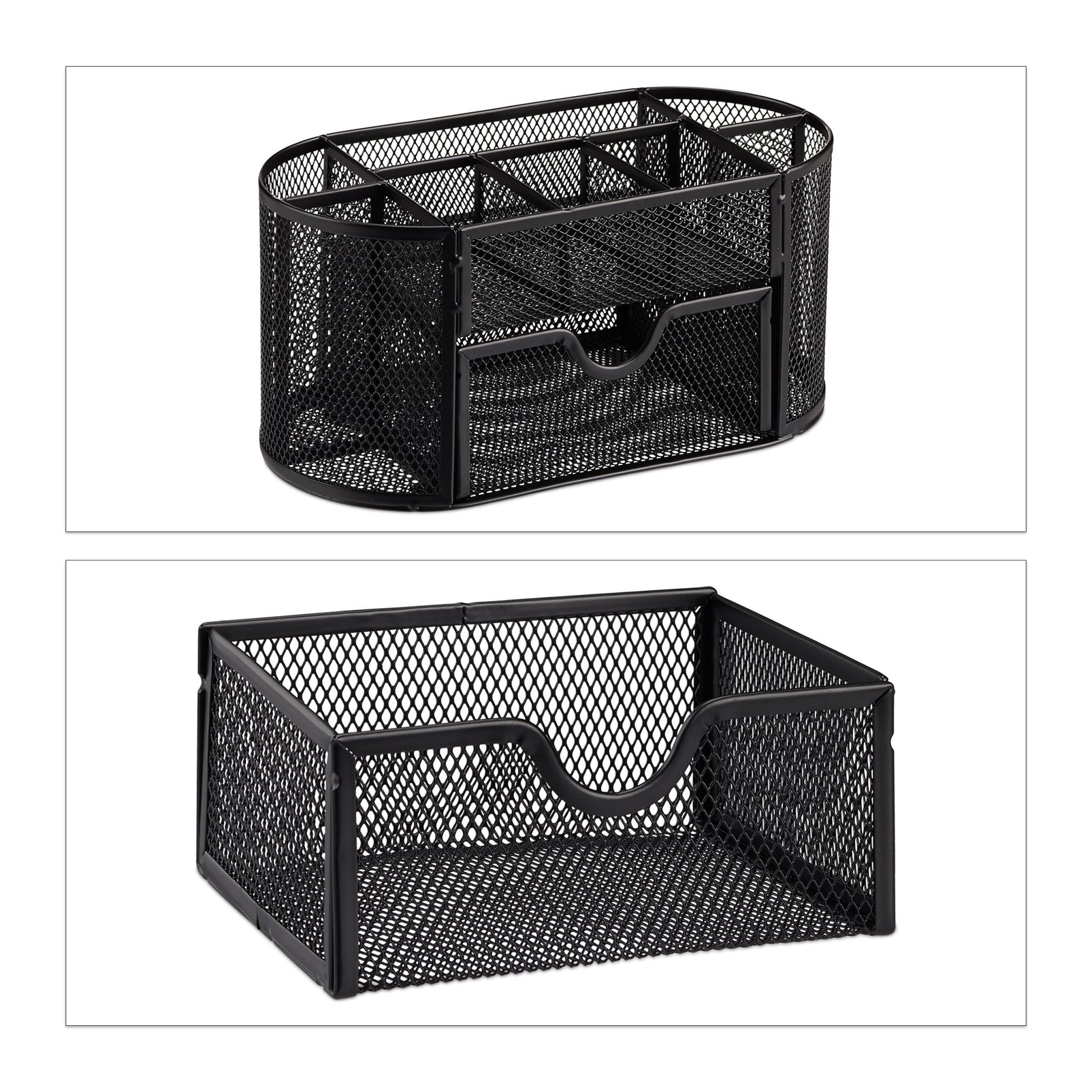 Schreibtischorganizer mit Stifthaltern Schwarz von Relaxdays