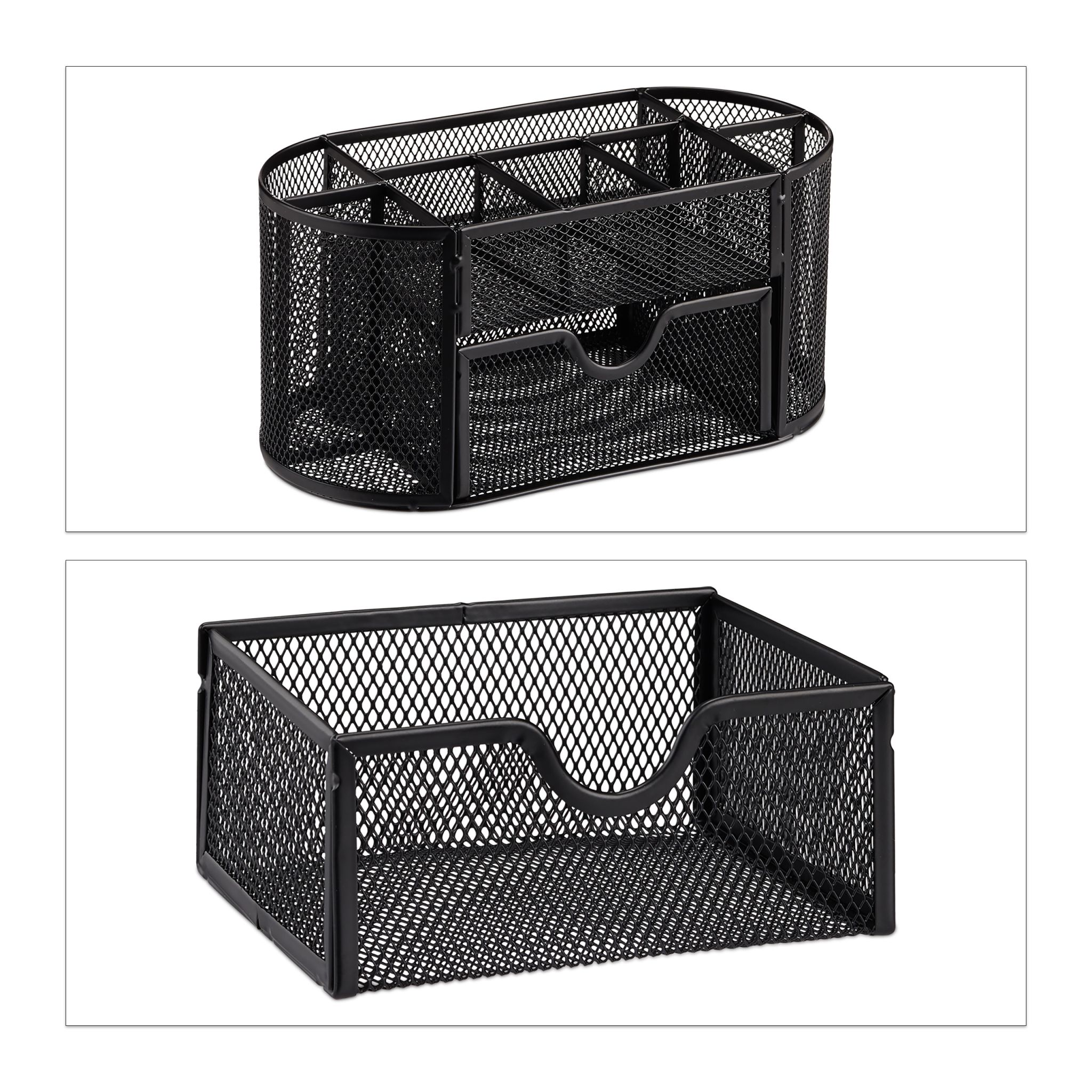 Schreibtischorganizer mit Stifthaltern Schwarz von Relaxdays