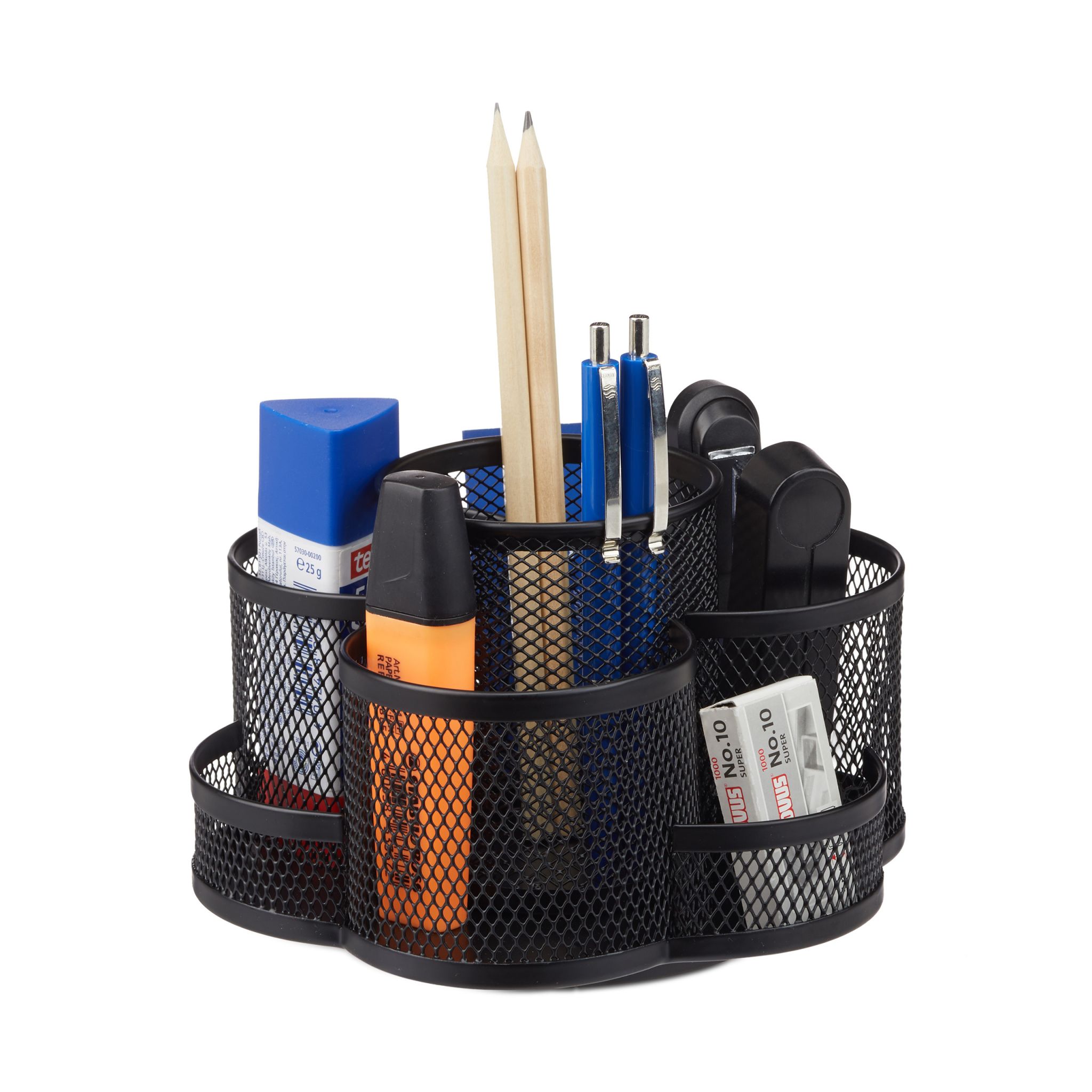 Stifthalter 7 Ablagen Metall Schwarz von Relaxdays