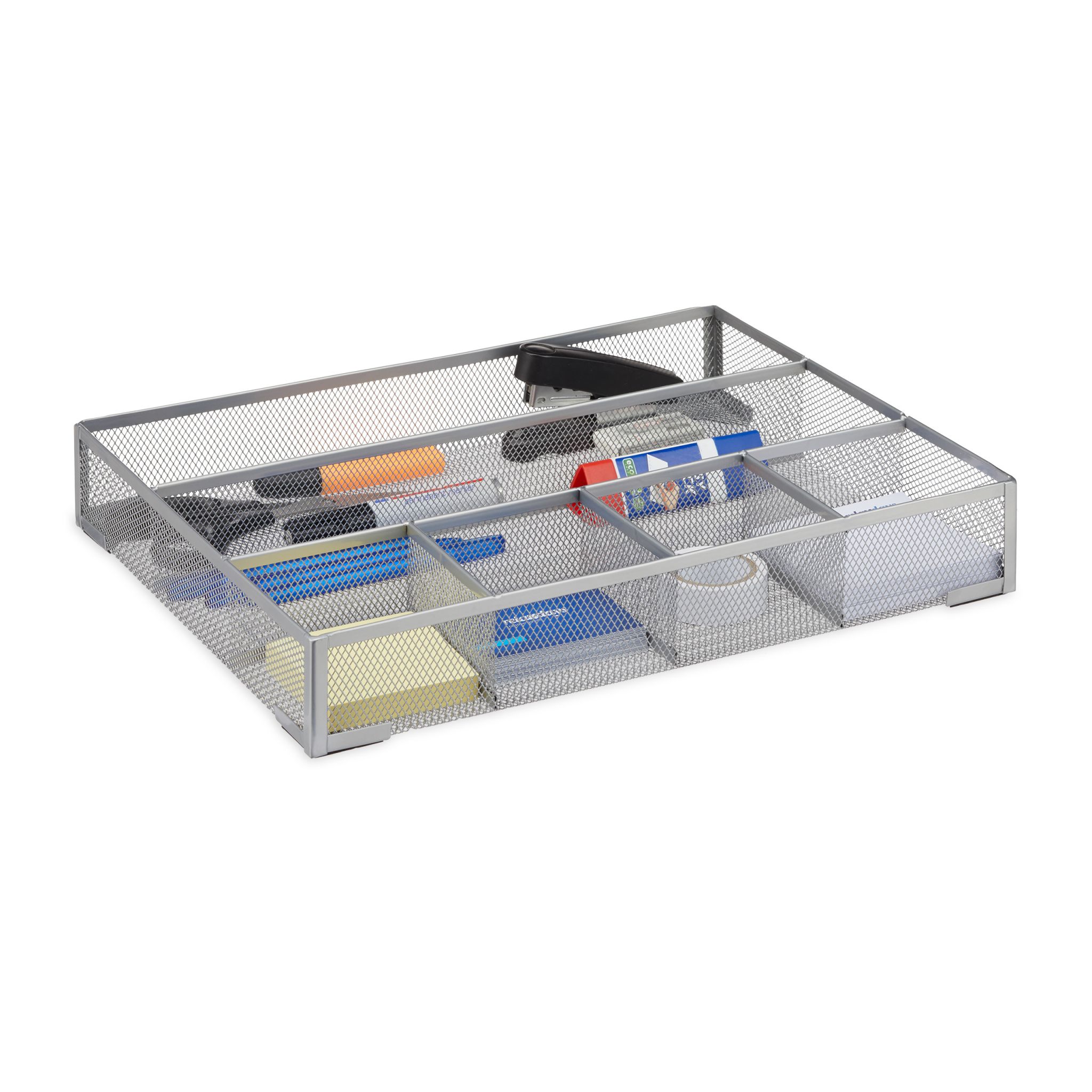 Schreibtischorganizer Metall gross Silber von Relaxdays
