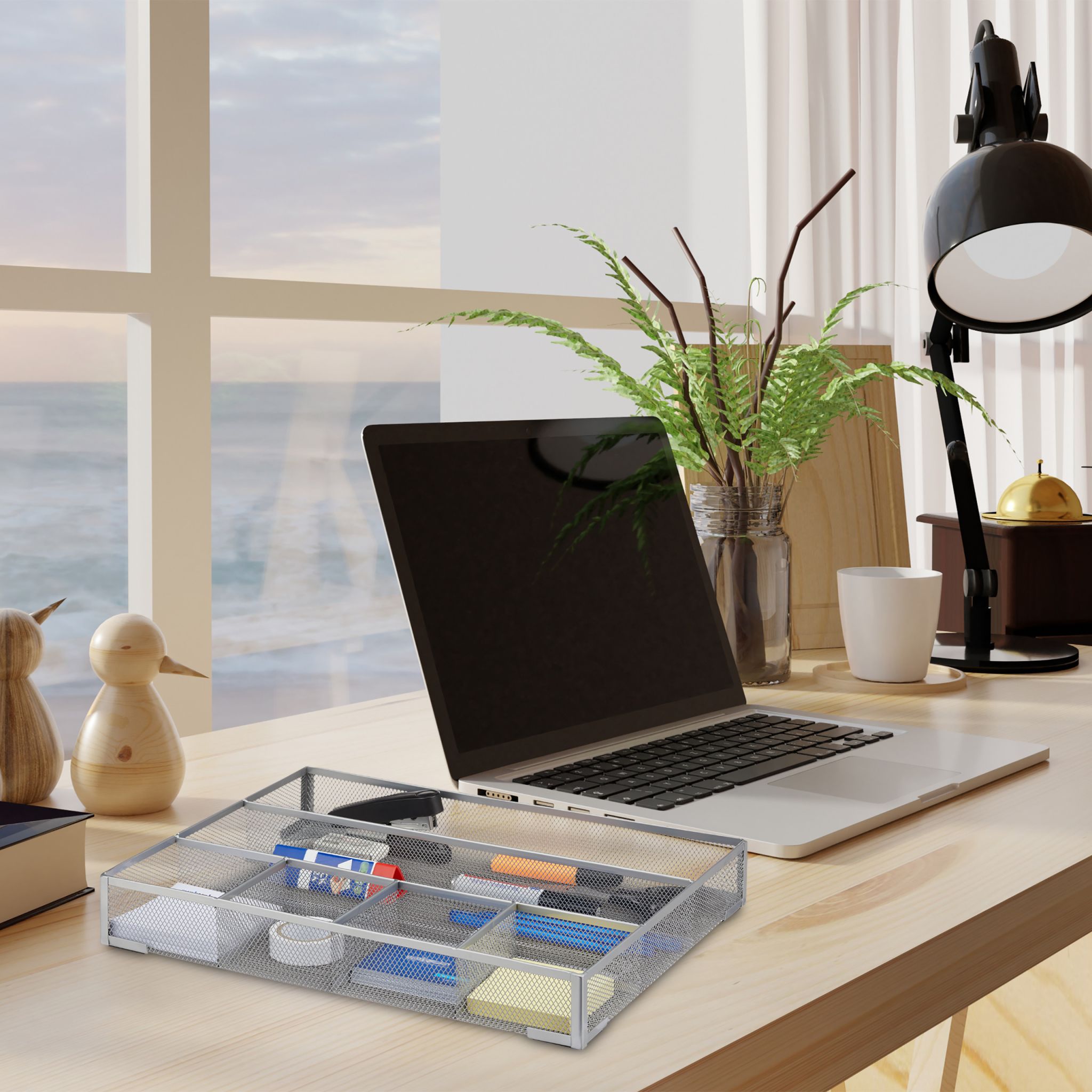 Schreibtischorganizer Metall gross Silber von Relaxdays