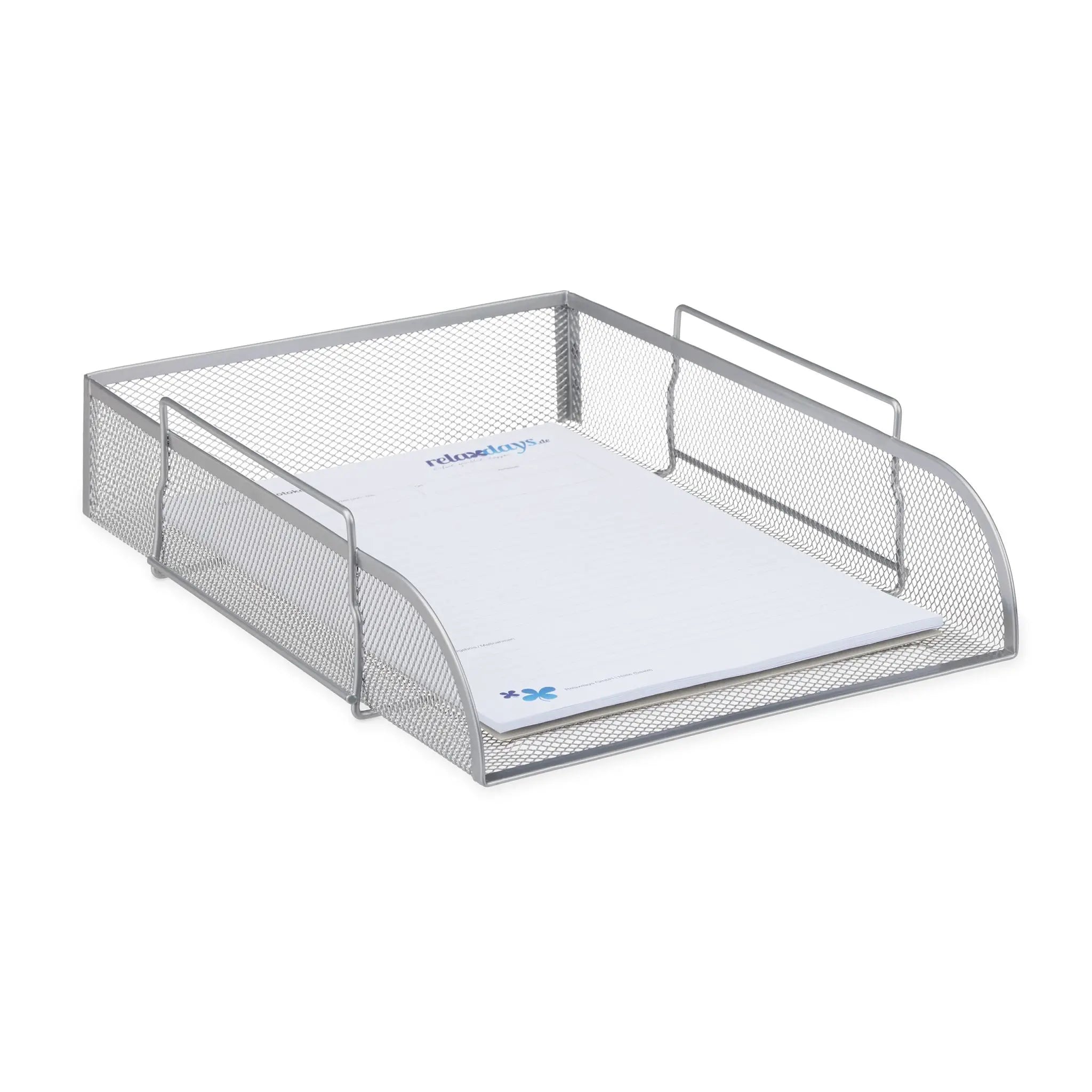 Dokumentenablage stapelbar Silber von Relaxdays