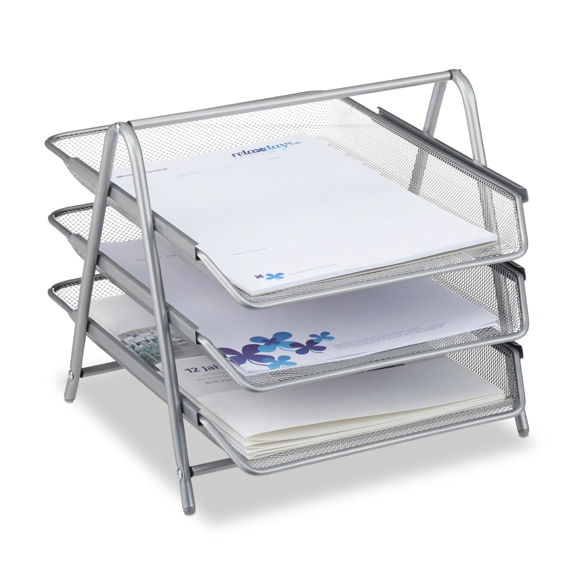 Dokumentenablage Metall Silber von Relaxdays