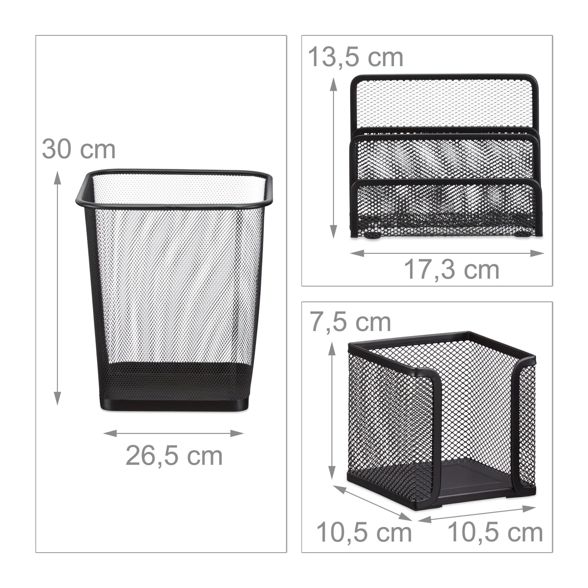Schreibtisch Organizer-Set, 6-teilig Schwarz von Relaxdays