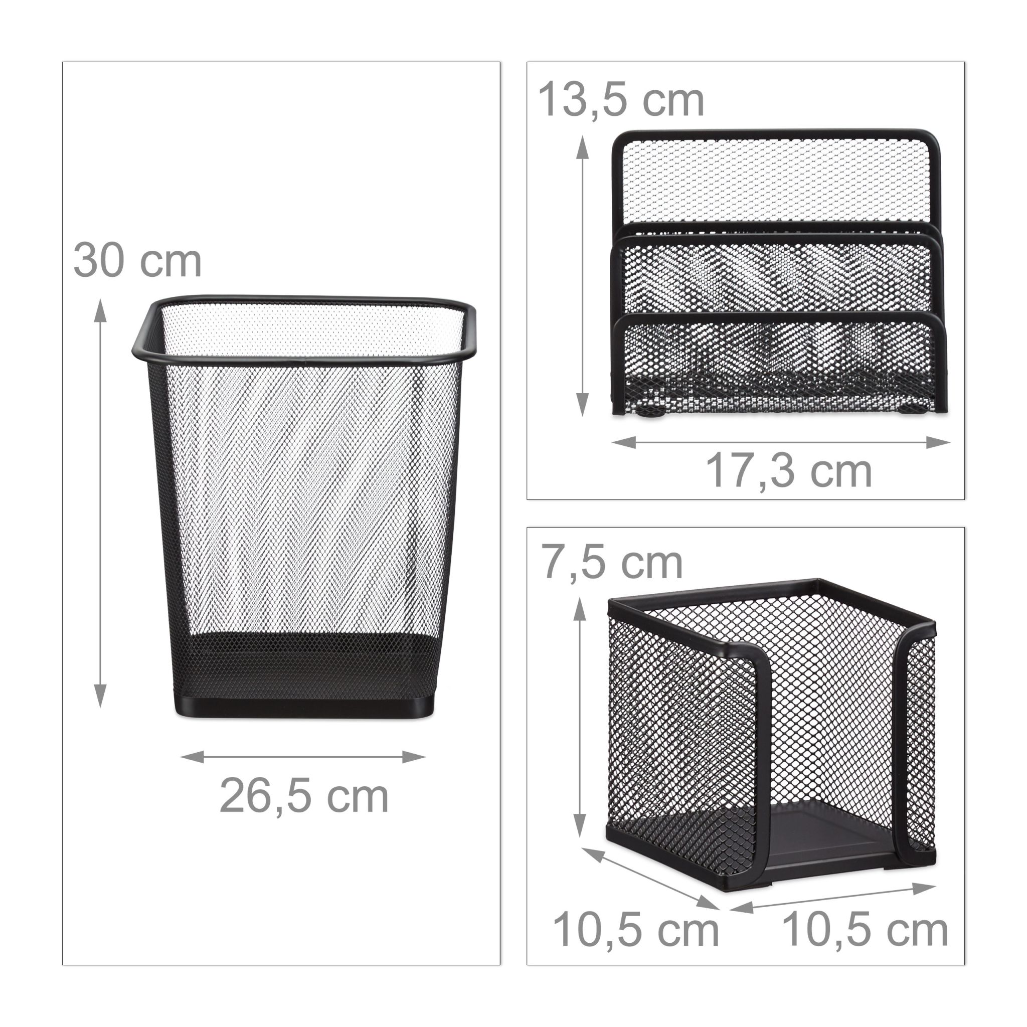 Schreibtisch Organizer-Set, 6-teilig Schwarz von Relaxdays