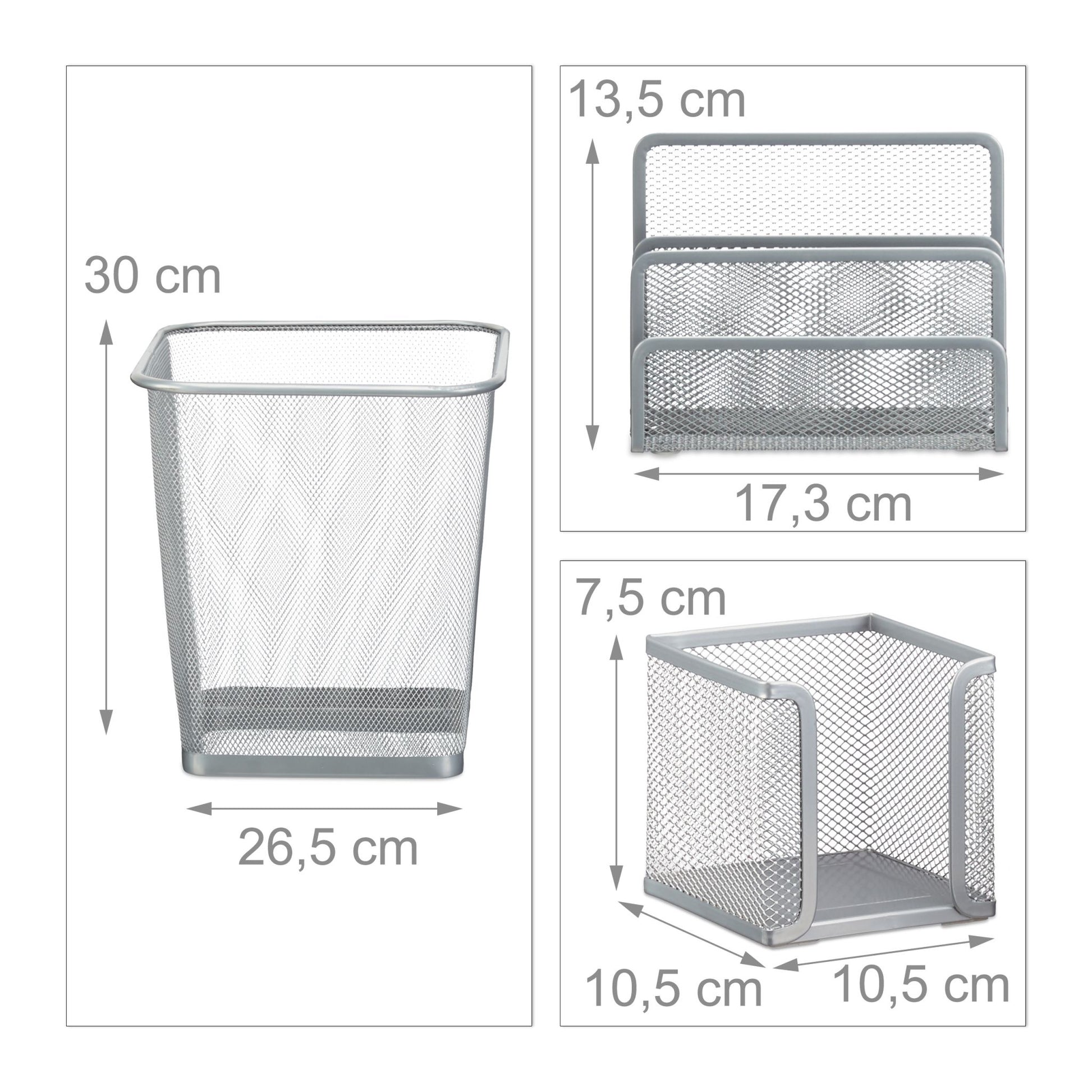 Schreibtisch Organizer-Set, 6-teilig Silber von Relaxdays