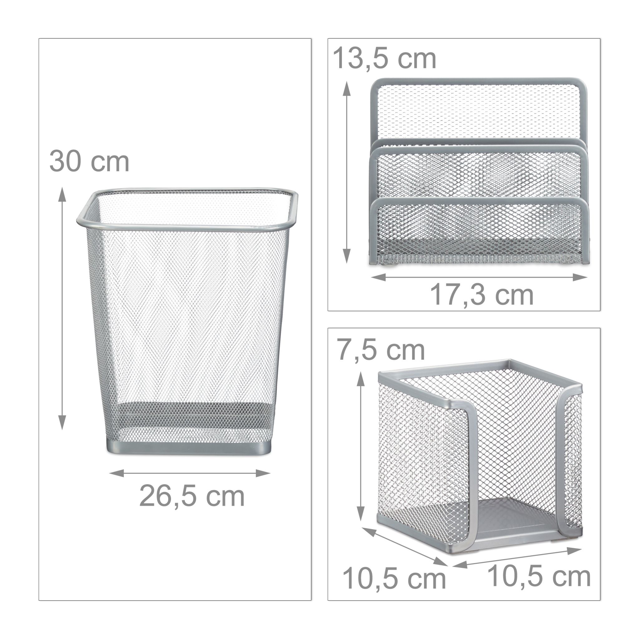 Schreibtisch Organizer-Set, 6-teilig Silber von Relaxdays
