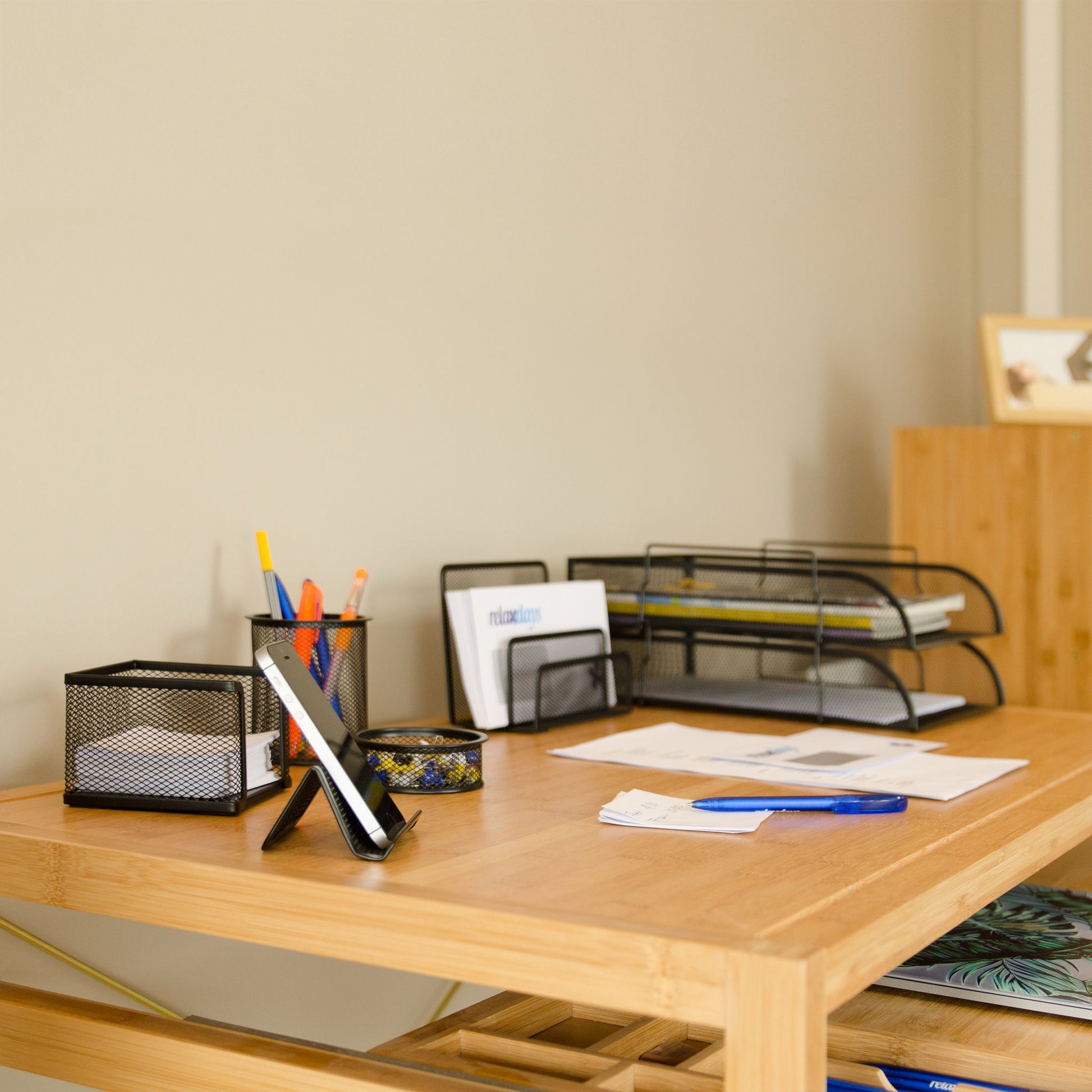 Schreibtisch Organizer-Set, 7-teilig Schwarz von Relaxdays