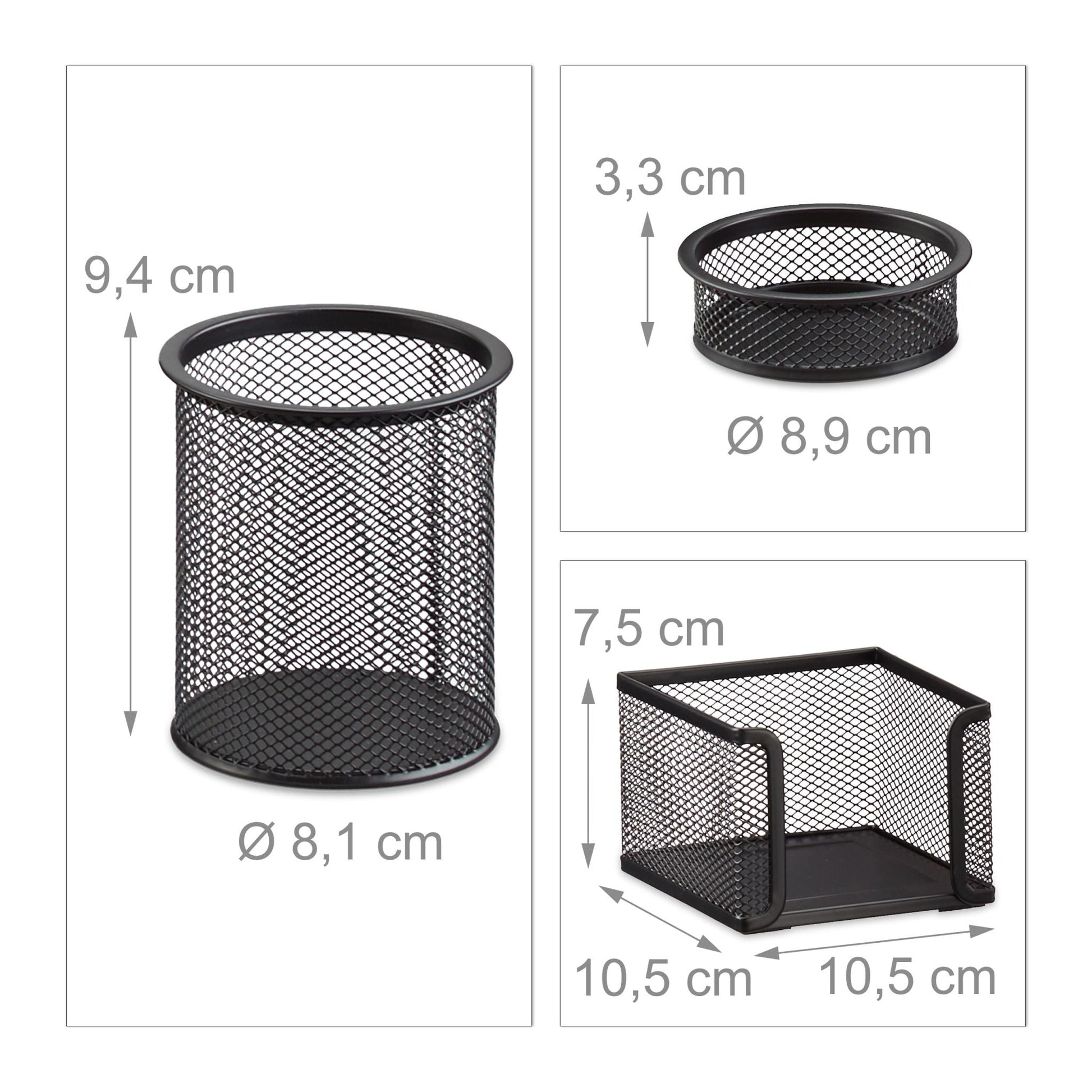 Schreibtisch Organizer-Set, 7-teilig Schwarz von Relaxdays