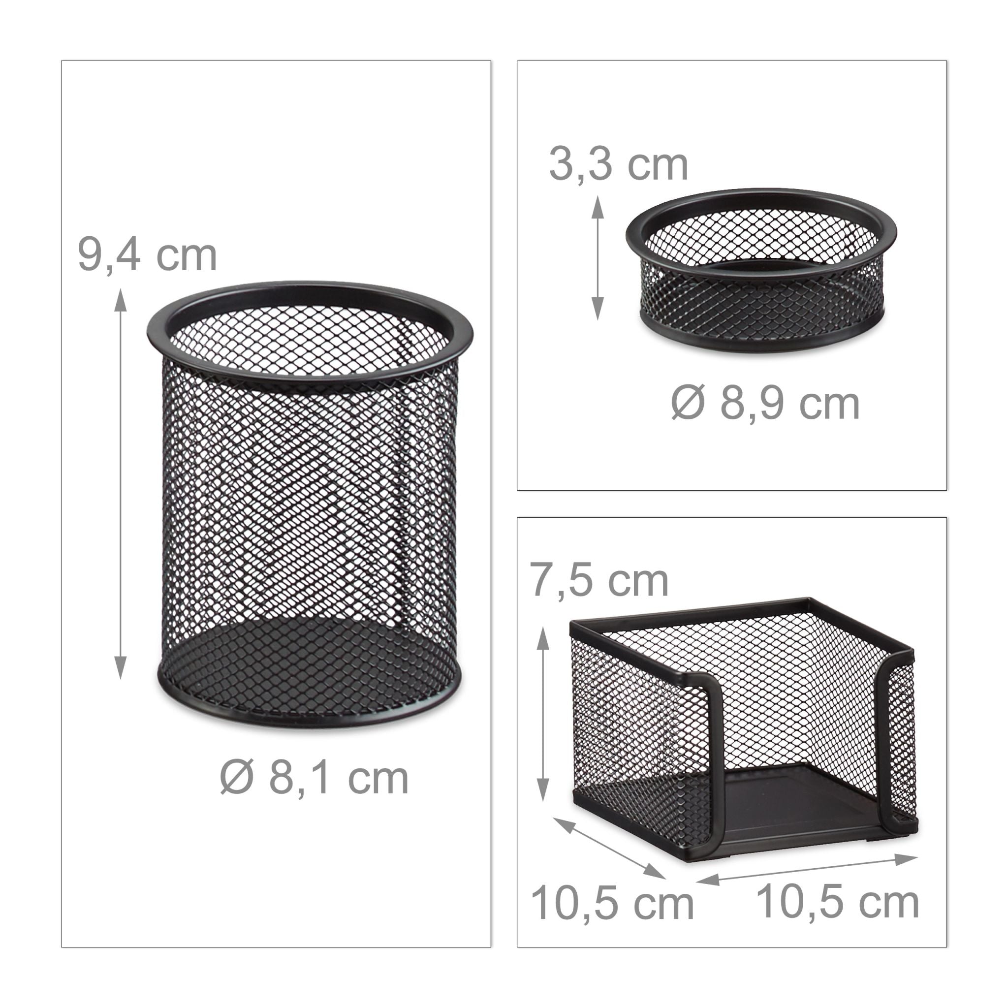 Schreibtisch Organizer-Set, 7-teilig Schwarz von Relaxdays