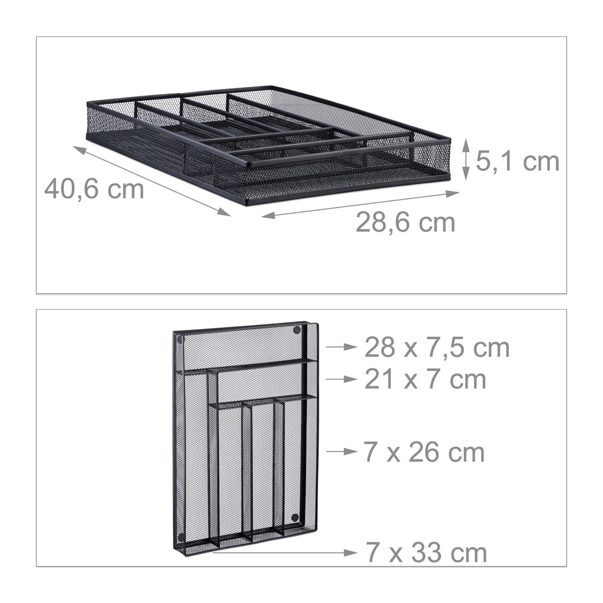 Besteckkasten MetallgeflechtL Schwarz von Relaxdays