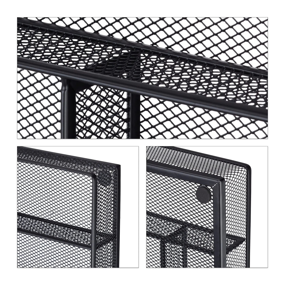 Besteckkasten MetallgeflechtL Schwarz von Relaxdays