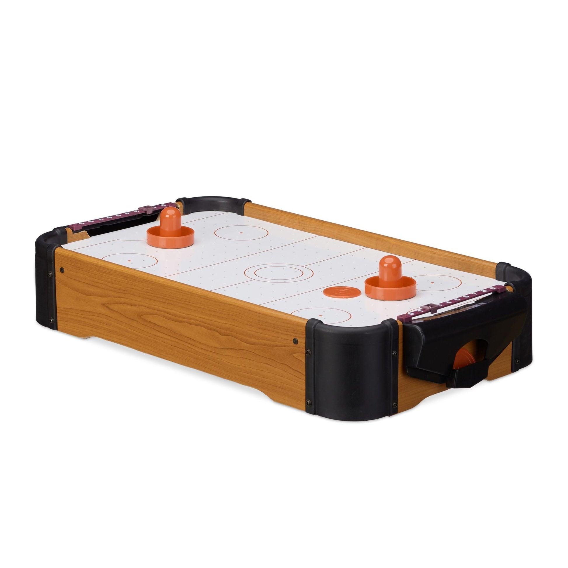 Airhockey Tischspiel Weiss-Hellbraun-Schwarz von Relaxdays