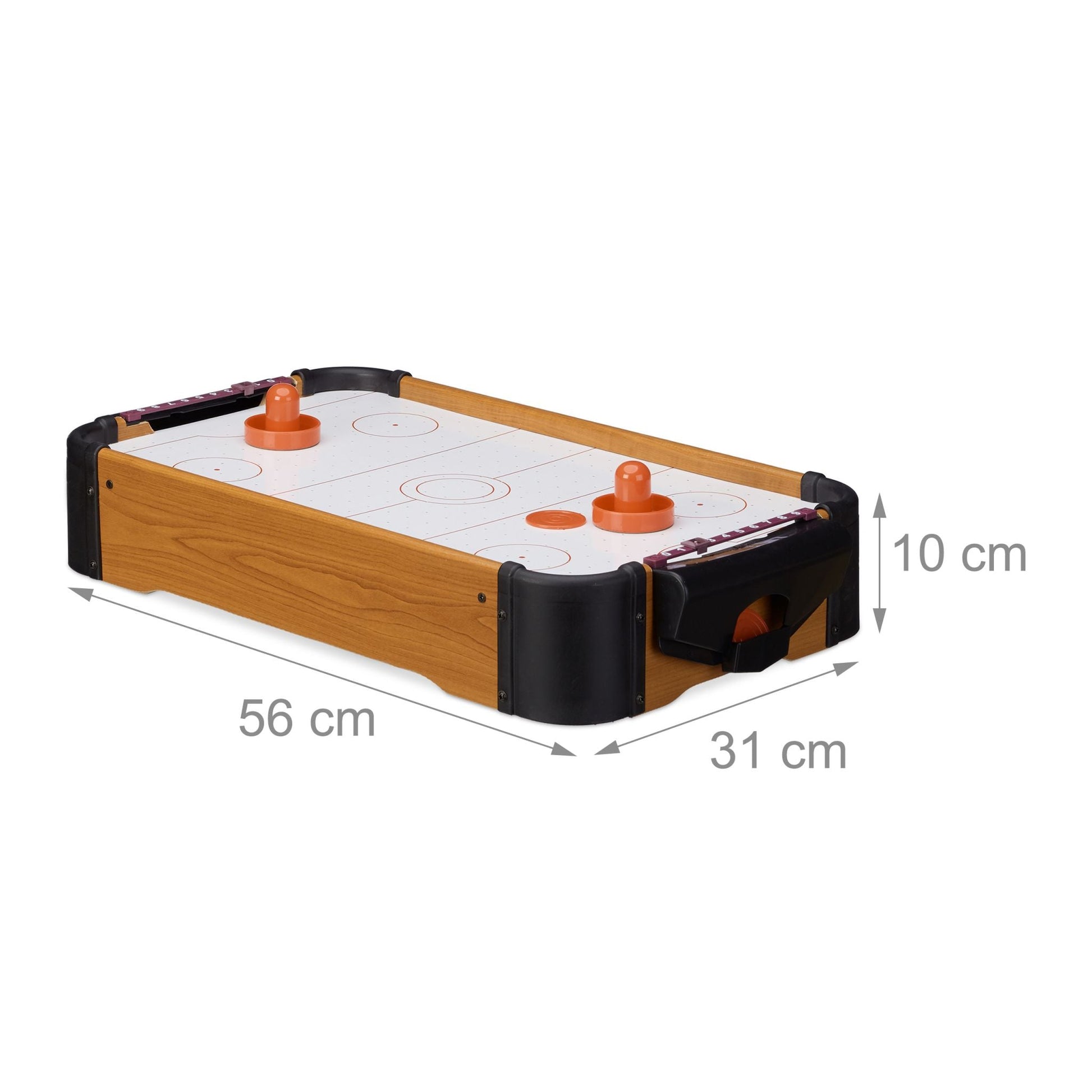 Airhockey Tischspiel Weiss-Hellbraun-Schwarz von Relaxdays