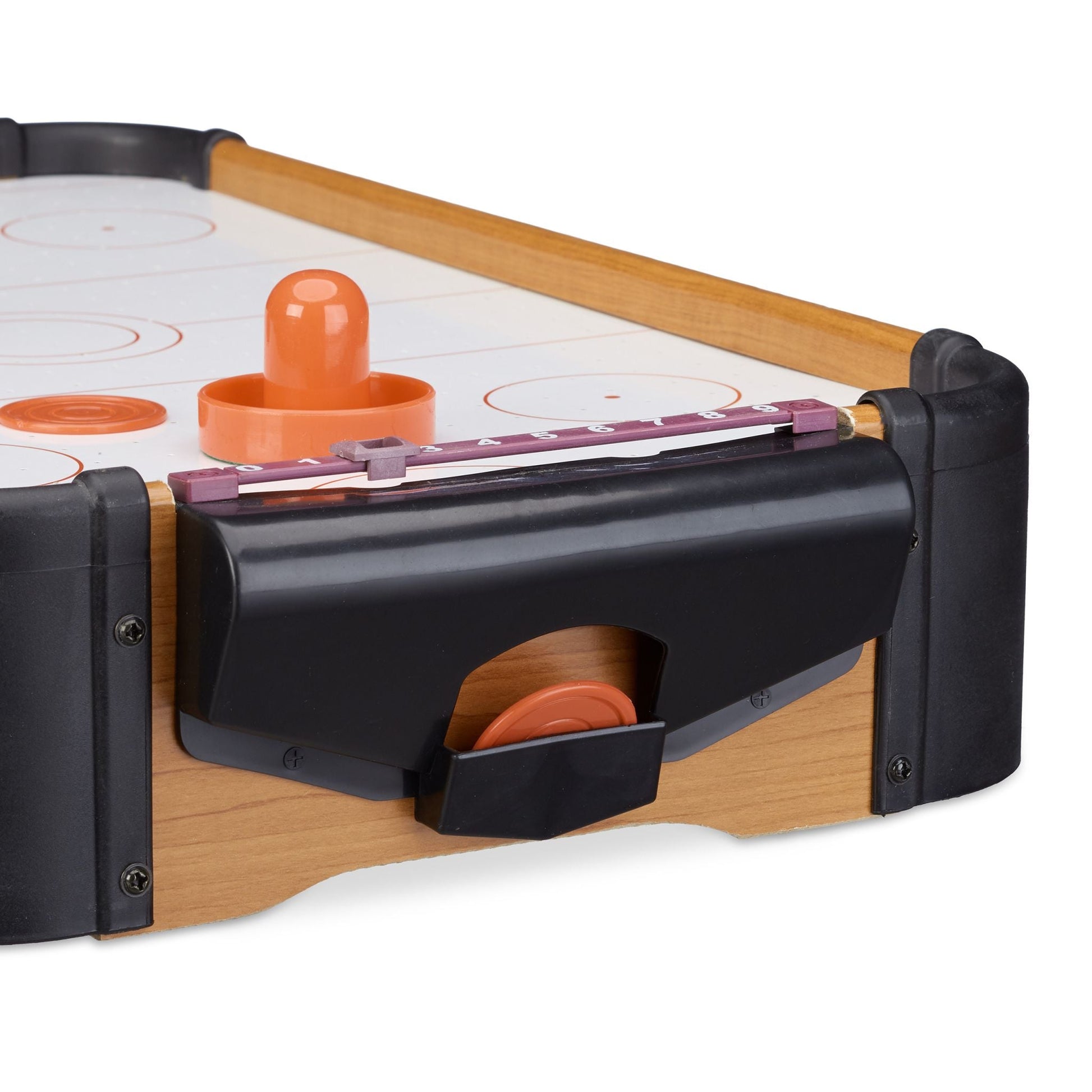 Airhockey Tischspiel Weiss-Hellbraun-Schwarz von Relaxdays