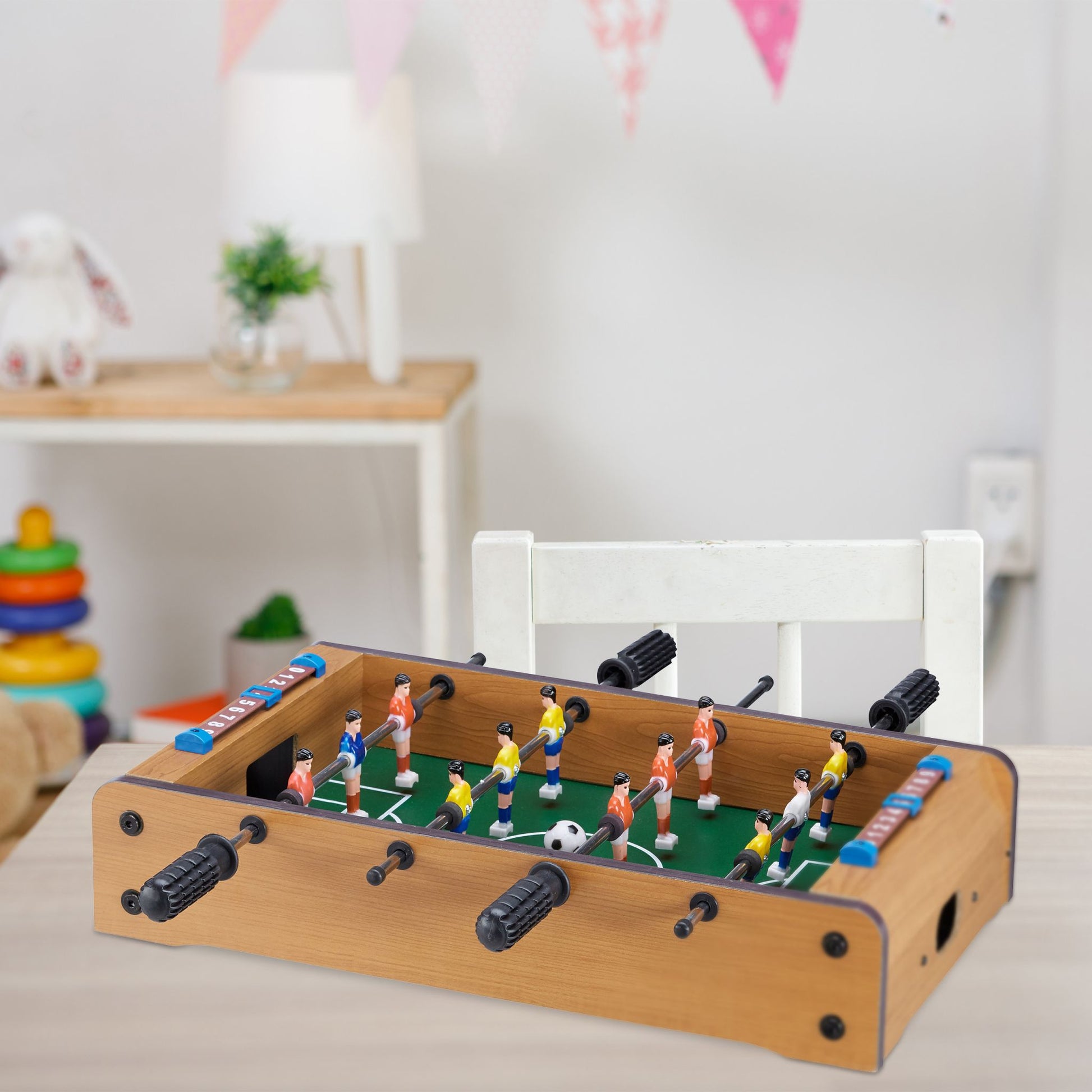 Tischkicker Dunkelgrün-Hellbraun-Schwarz von Relaxdays