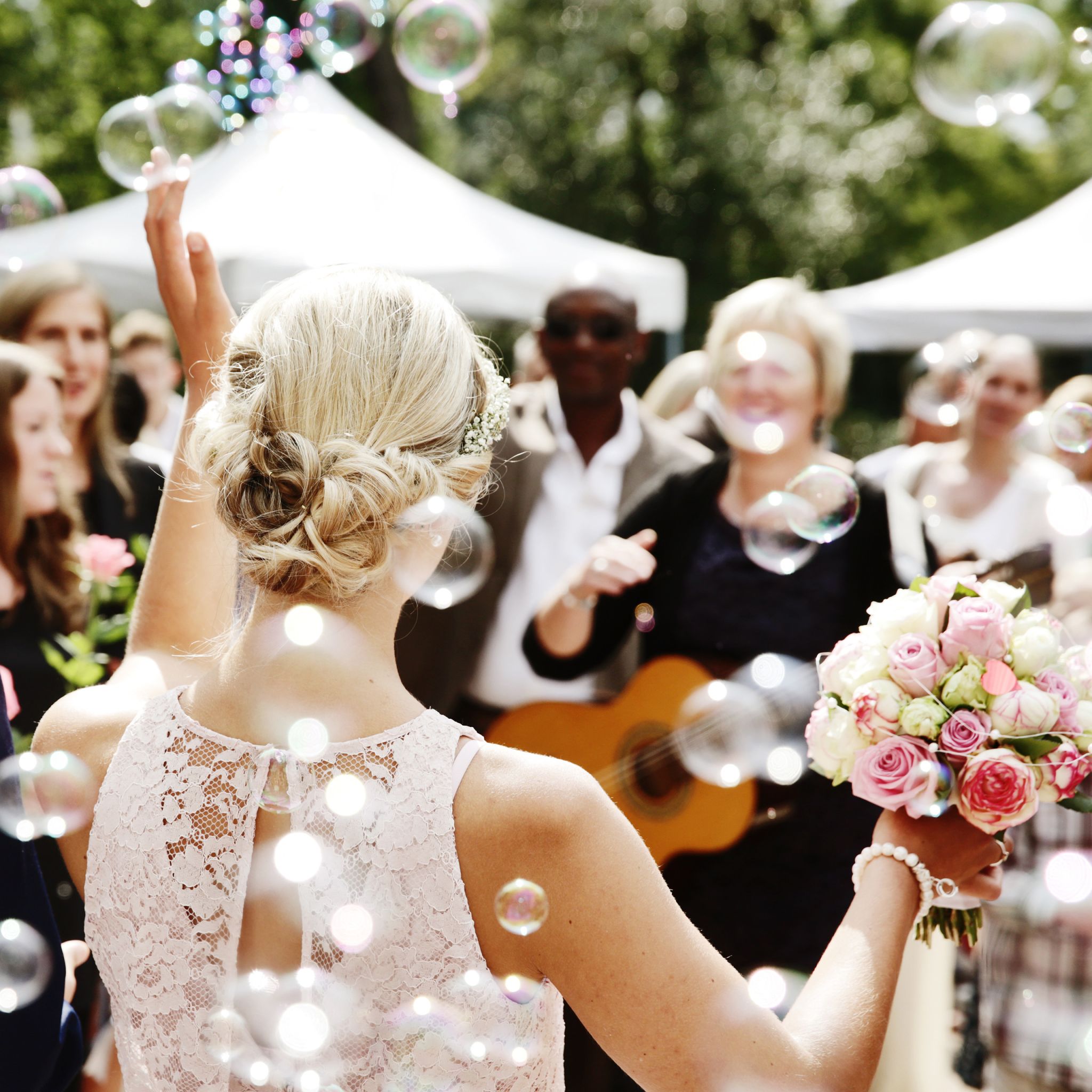 Seifenblasen Hochzeit 24 Stück Weiss-Transparent