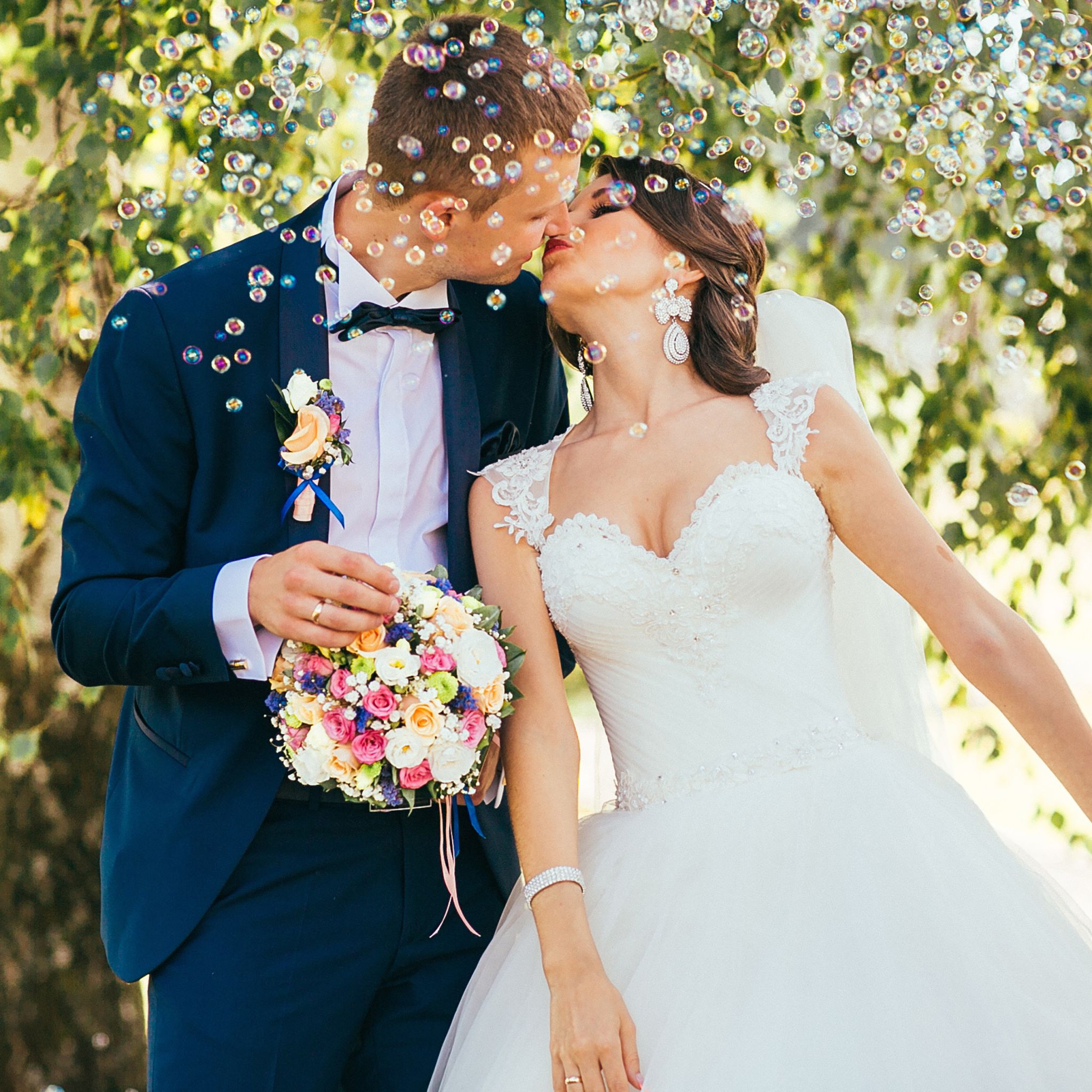 Seifenblasen Hochzeit 24 Stück Weiss-Transparent