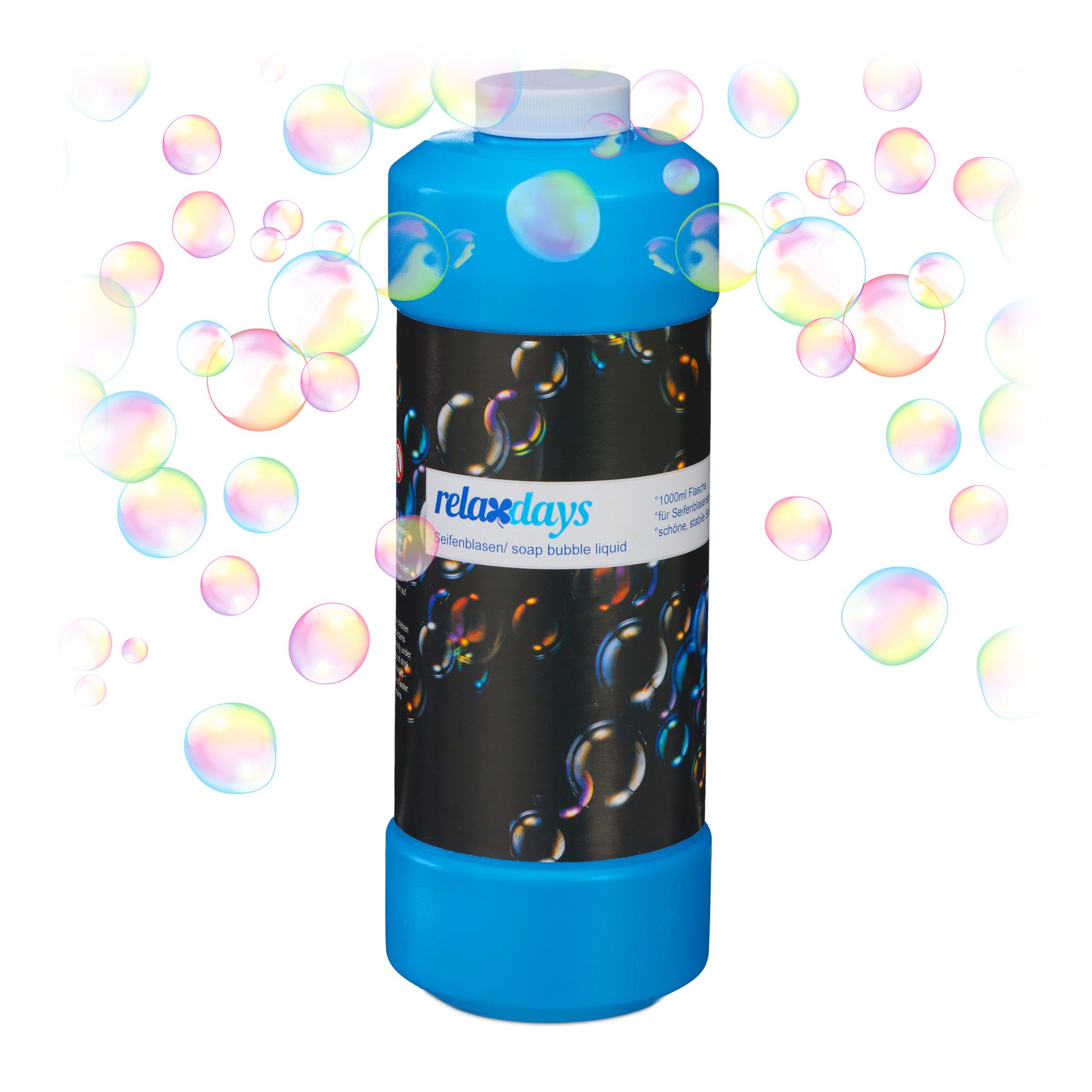 Seifenblasenflüssigkeit 1L Blau-Gelb-Grün von Relaxdays