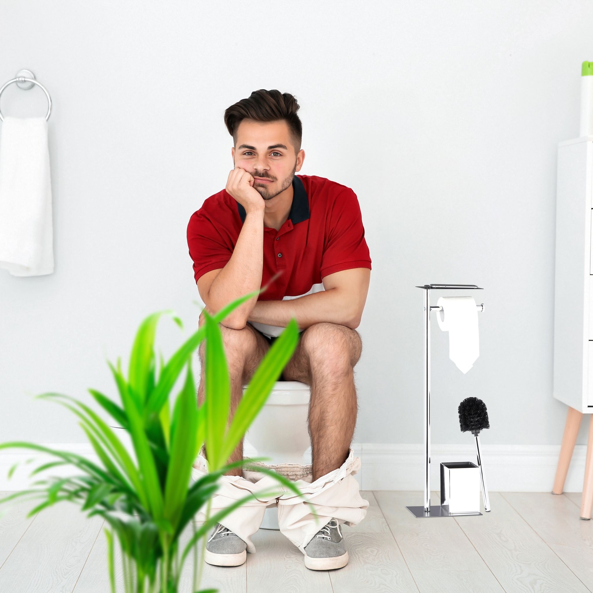 WC Garnitur mit Ablage Schwarz-Silber von Relaxdays