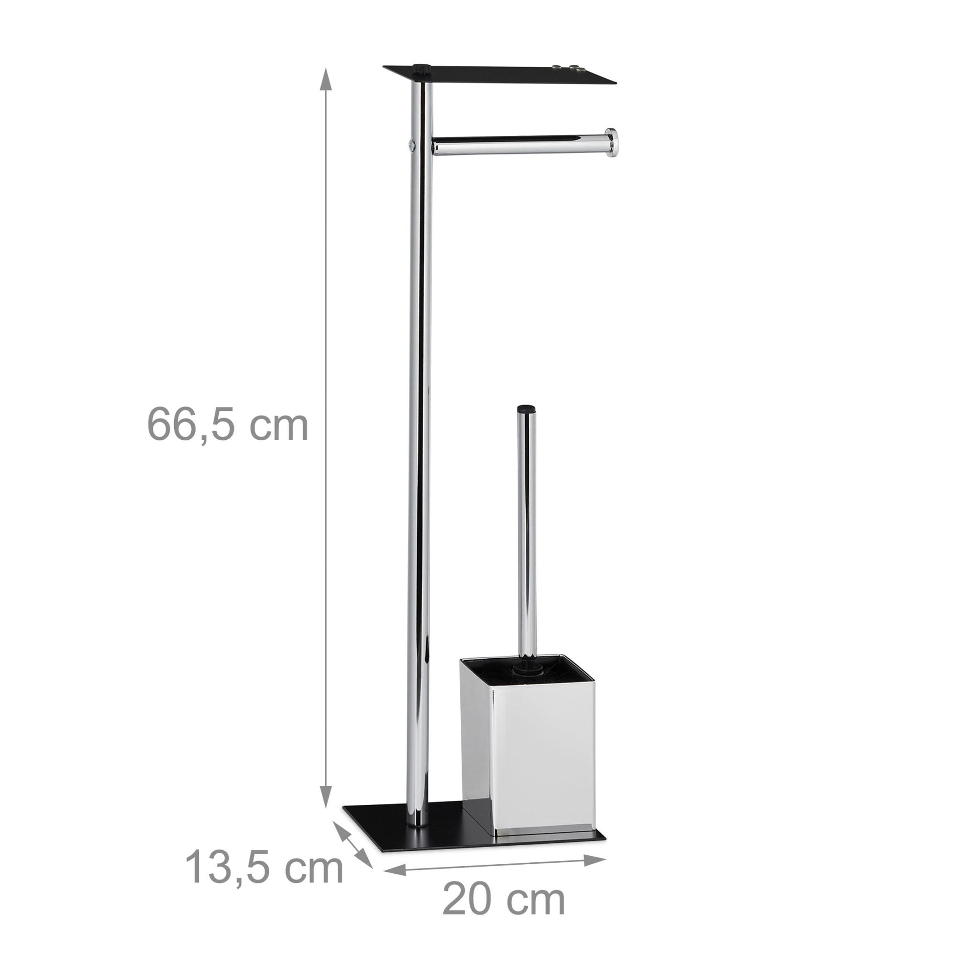 WC Garnitur mit Ablage Schwarz-Silber von Relaxdays