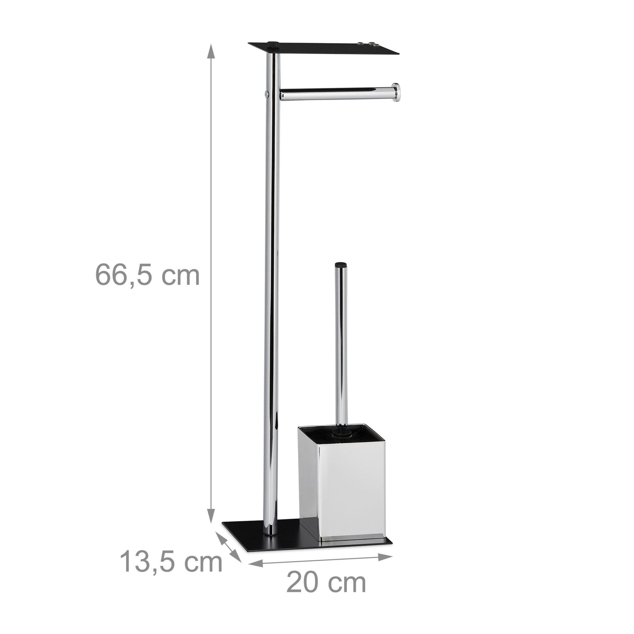 WC Garnitur mit Ablage Schwarz-Silber von Relaxdays