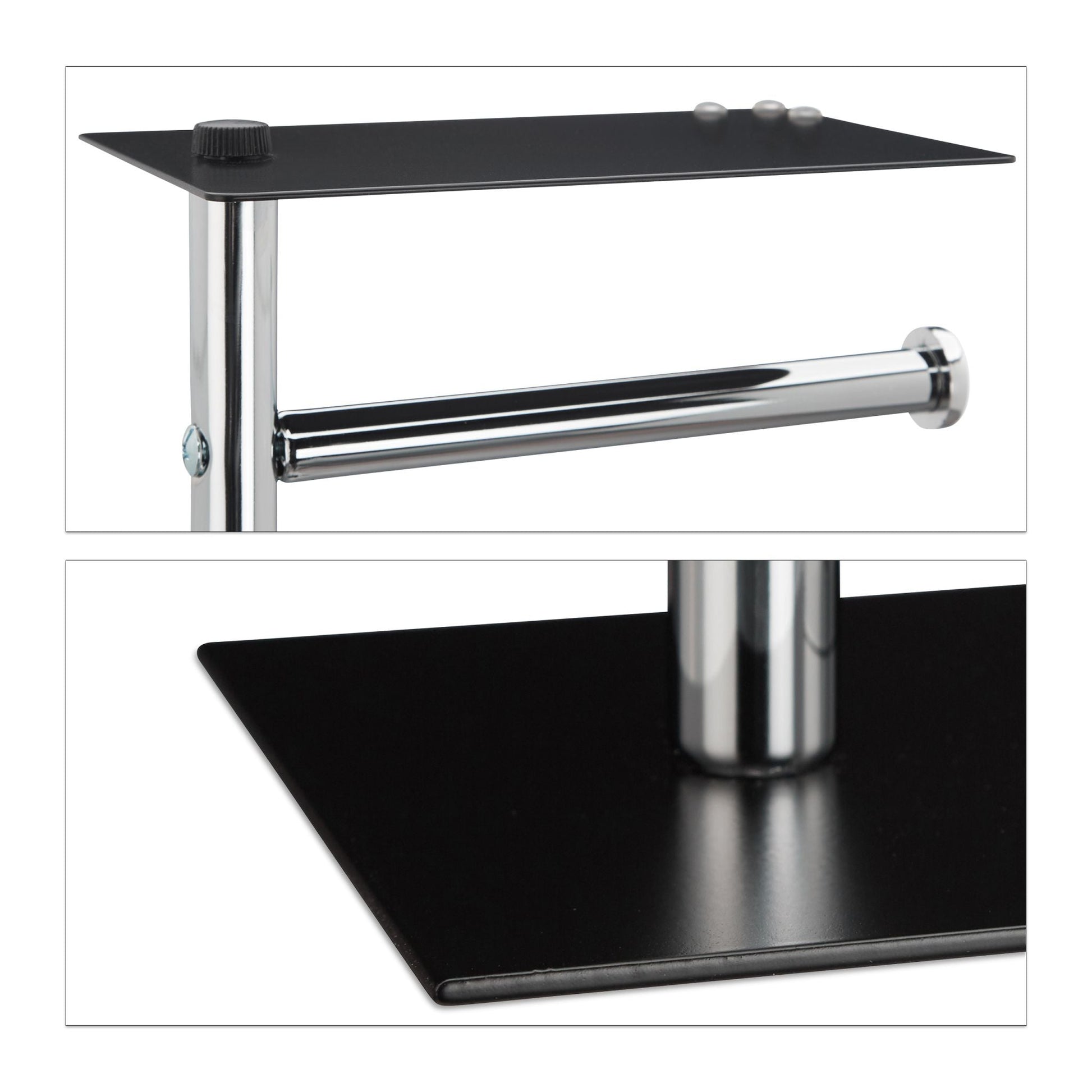 WC Garnitur mit Ablage Schwarz-Silber von Relaxdays