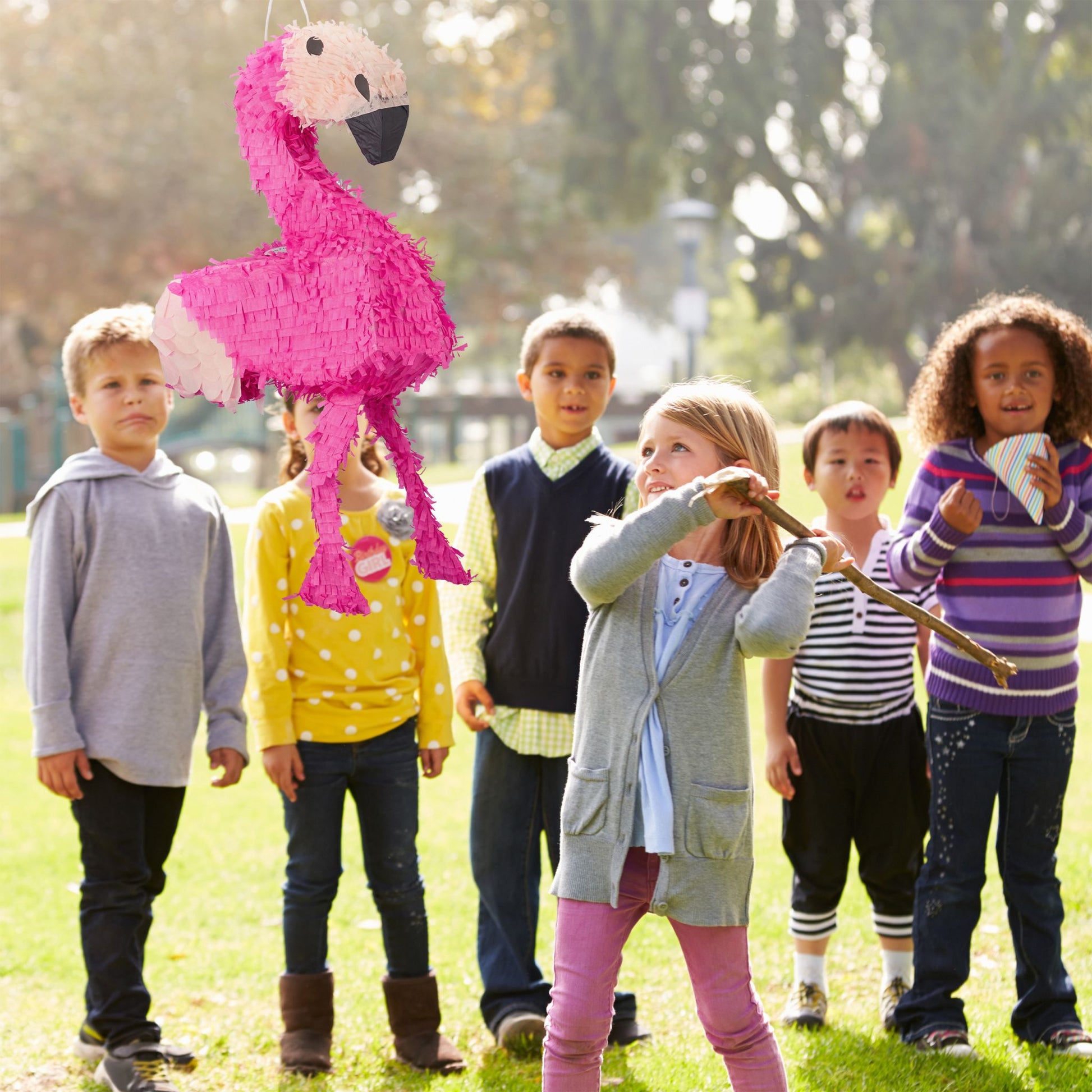 Pinata Flamingo Pink-Schwarz von Relaxdays