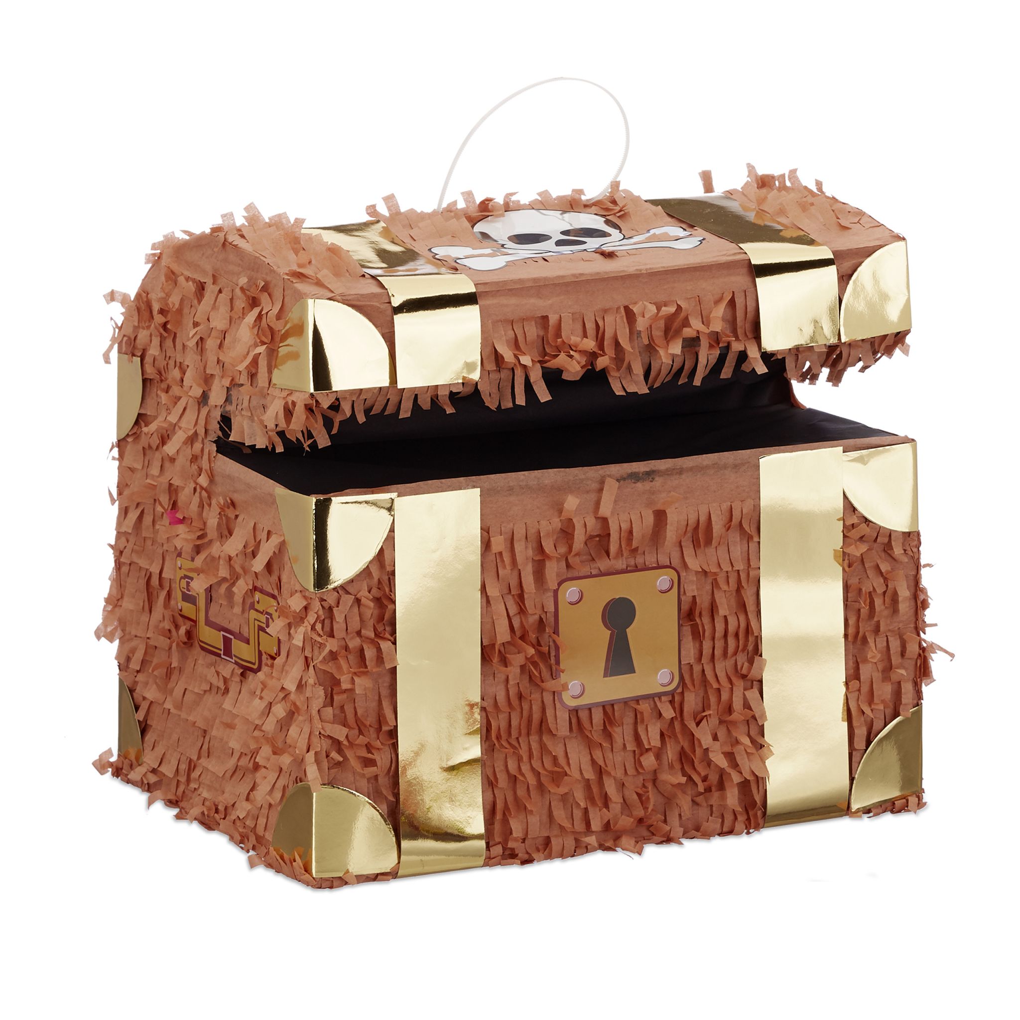 Pinata Schatzkiste Weiss-Braun-Gold von Relaxdays