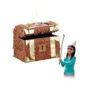 Pinata Schatzkiste Weiss-Braun-Gold von Relaxdays
