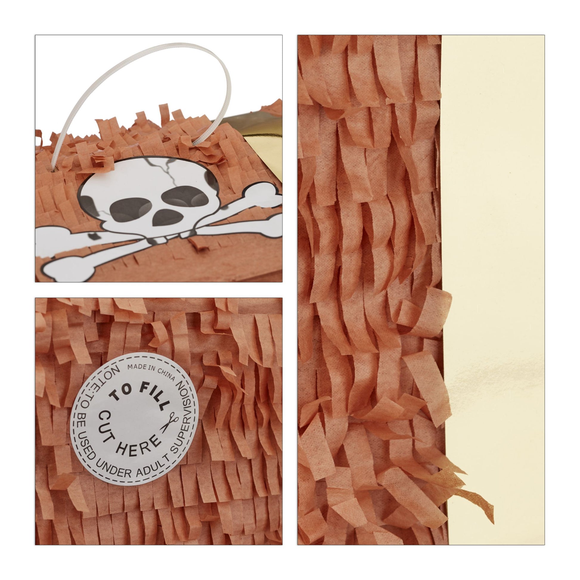 Pinata Schatzkiste Weiss-Braun-Gold von Relaxdays