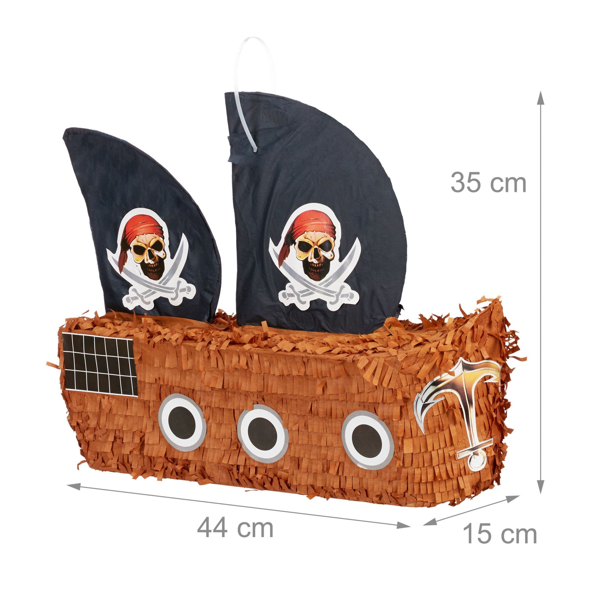 Pinata Piratenschiff Braun-Schwarz von Relaxdays