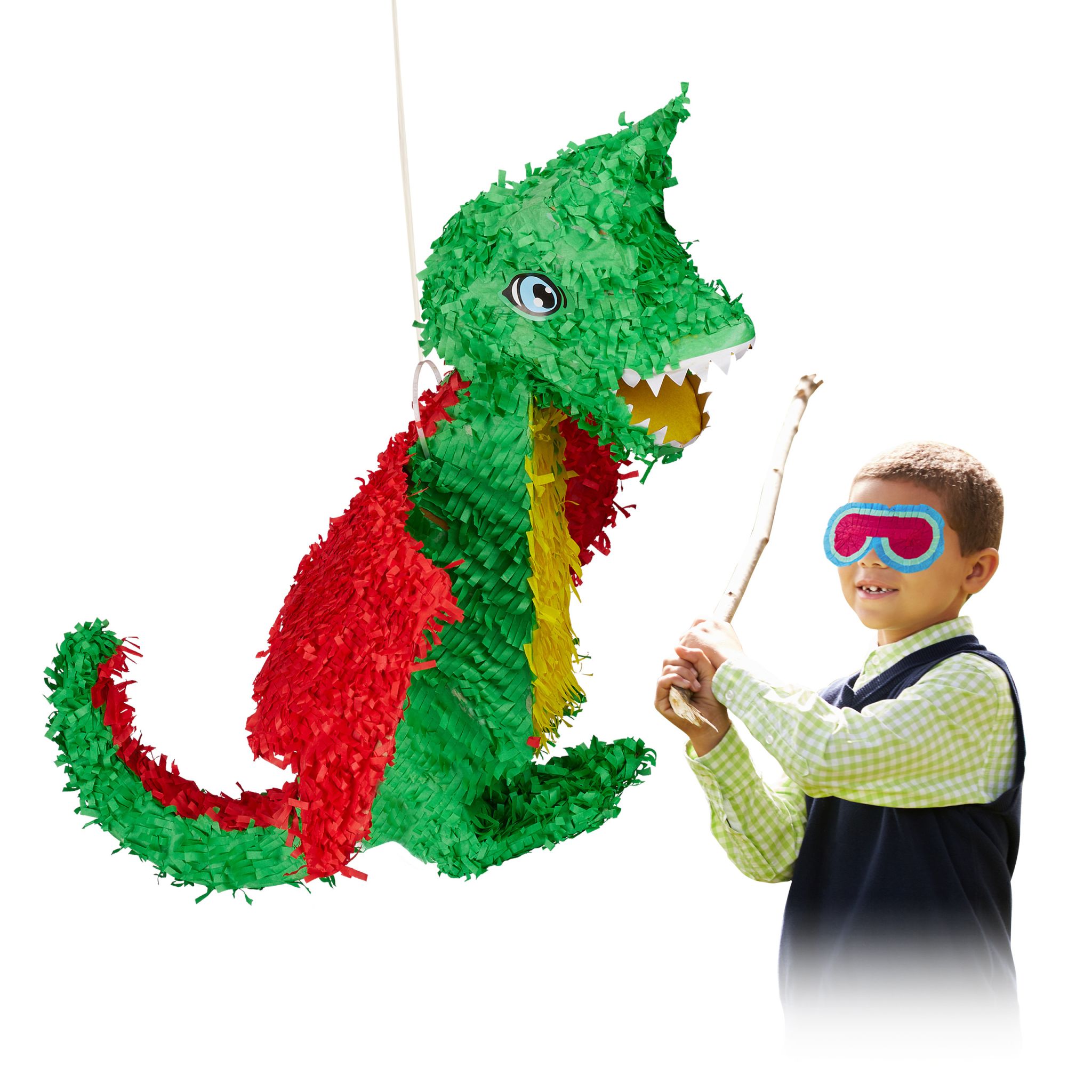 Pinata Drache Gelb-Grün-Rot von Relaxdays
