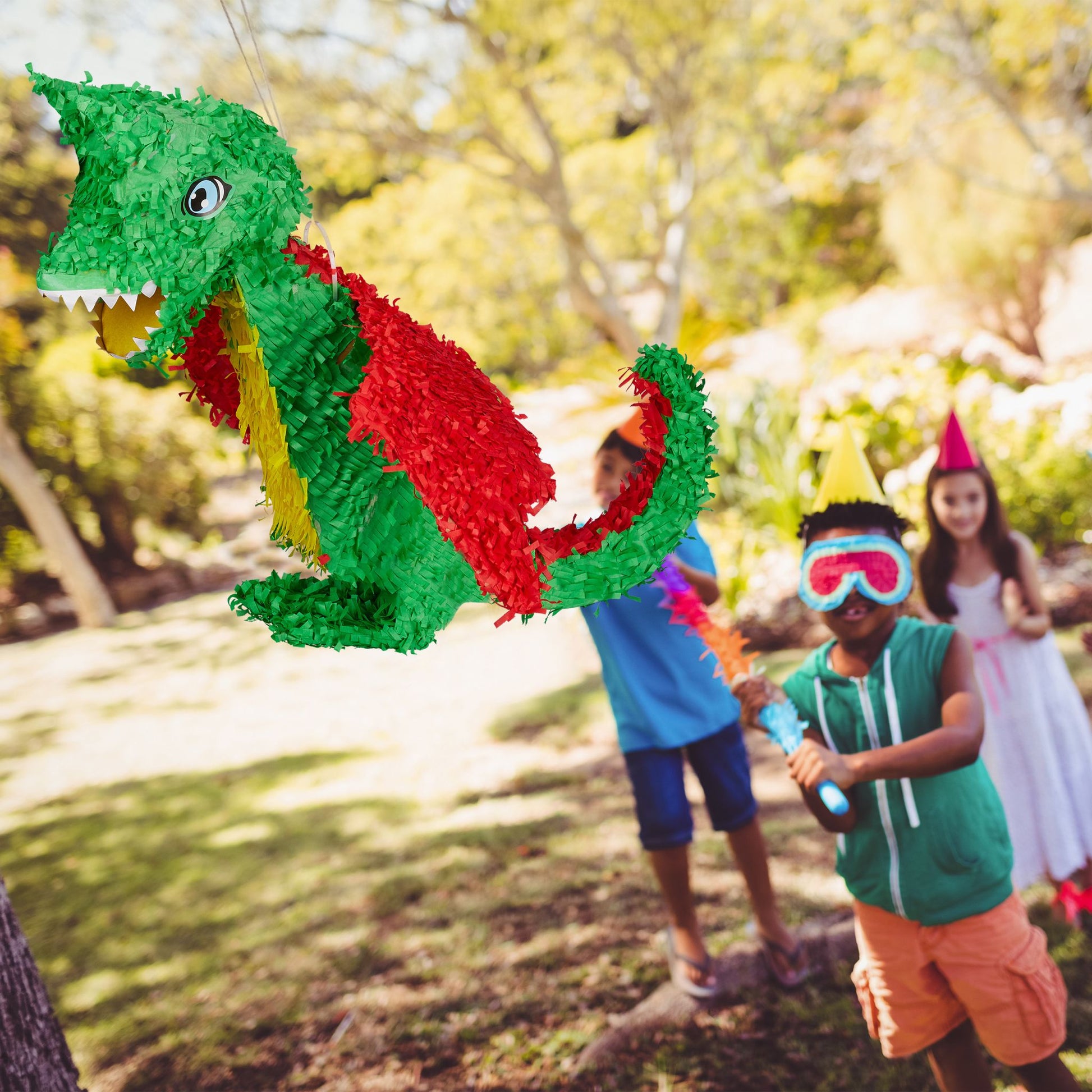 Pinata Drache Gelb-Grün-Rot von Relaxdays