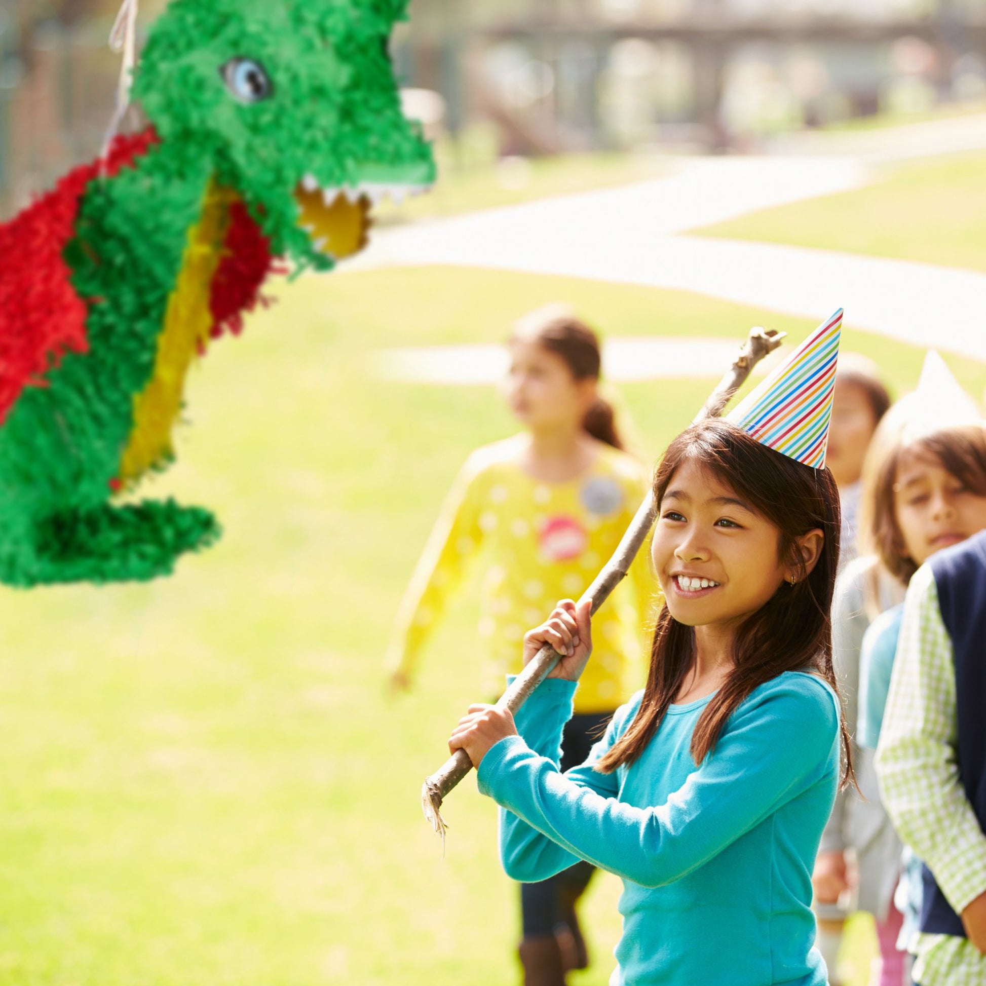Pinata Drache Gelb-Grün-Rot von Relaxdays