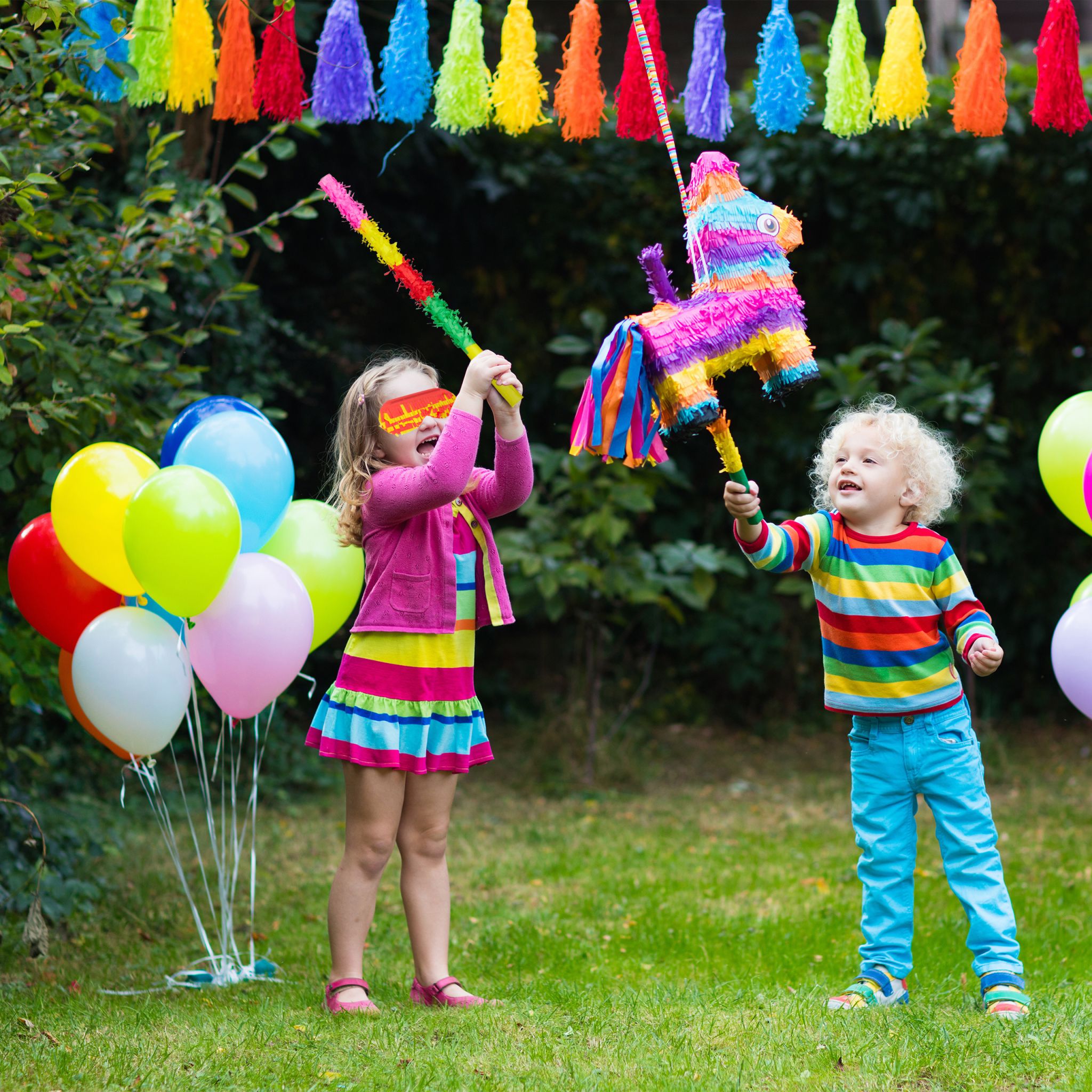 Pinata Zubehör Set Gelb-Grün-Rot von Relaxdays