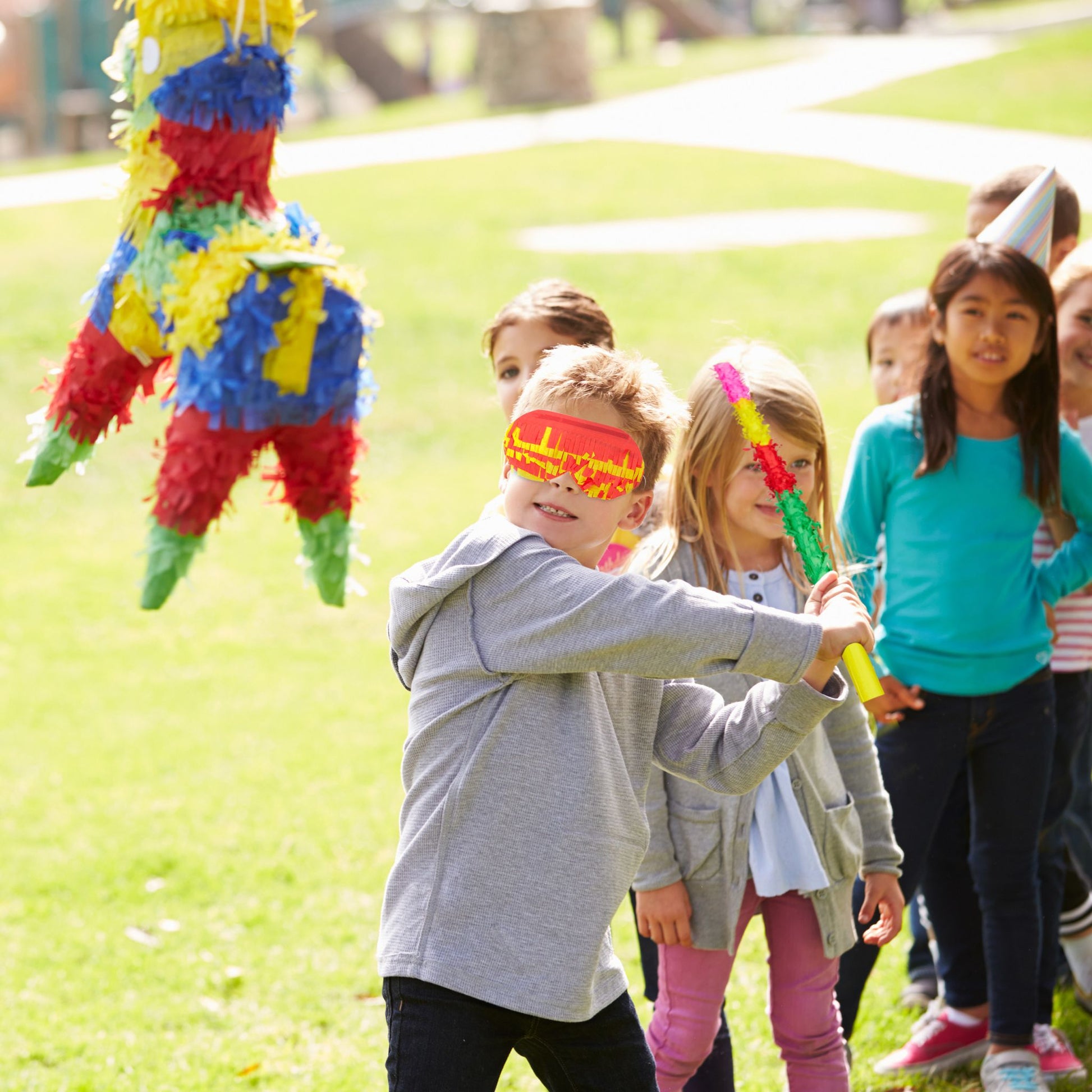 Pinata Zubehör Set Gelb-Grün-Rot von Relaxdays