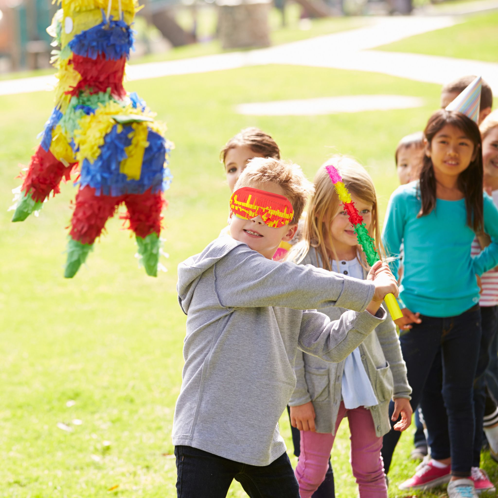 Pinata Zubehör Set Gelb-Grün-Rot von Relaxdays