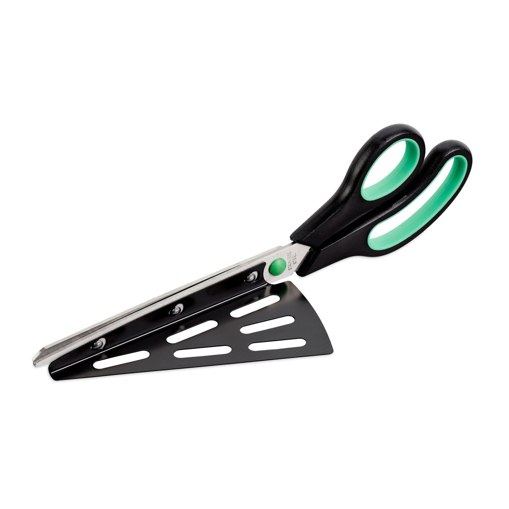 Pizzaschere mit Pizzaheber Grün-Schwarz-Silber von Relaxdays