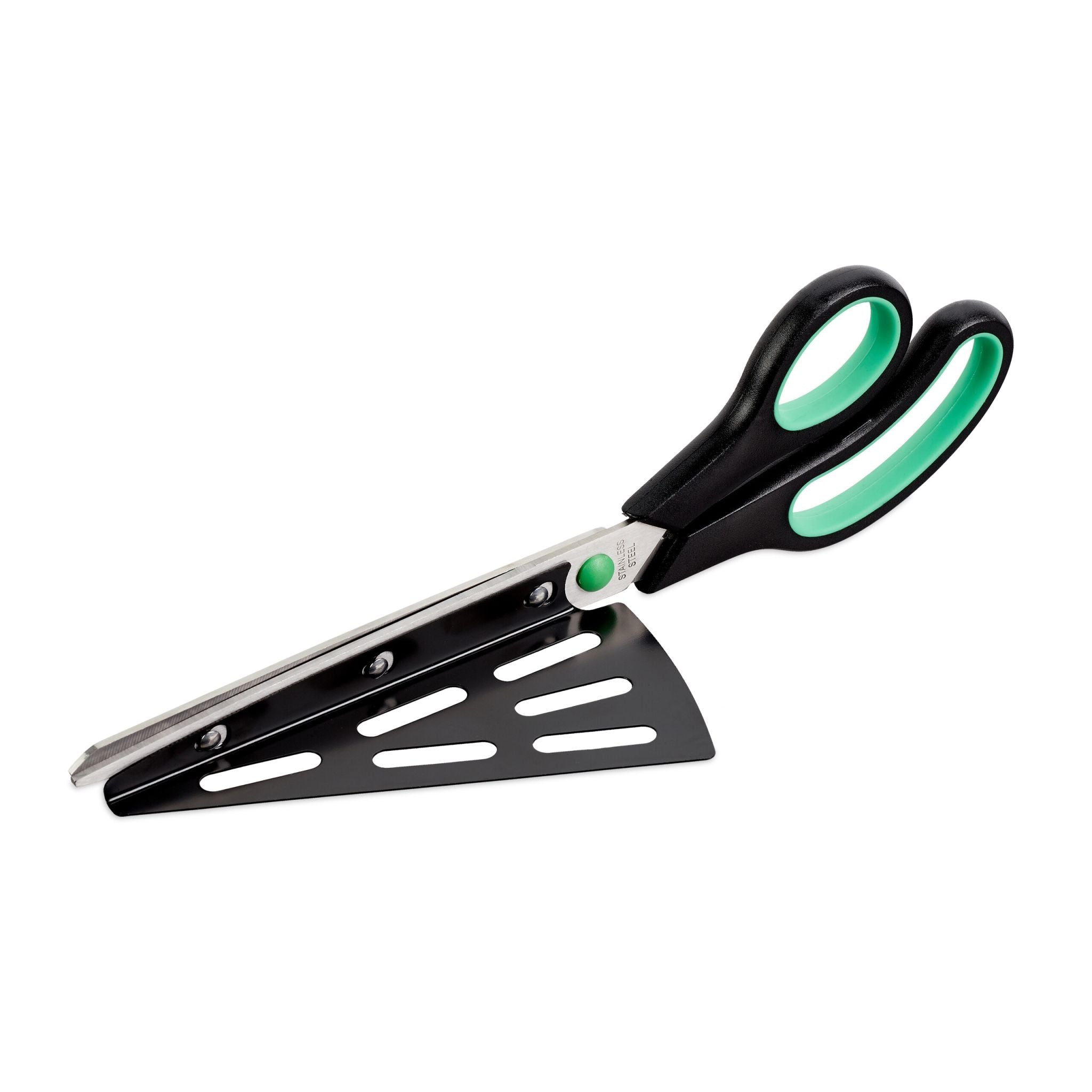 Pizzaschere mit Pizzaheber Grün-Schwarz-Silber von Relaxdays