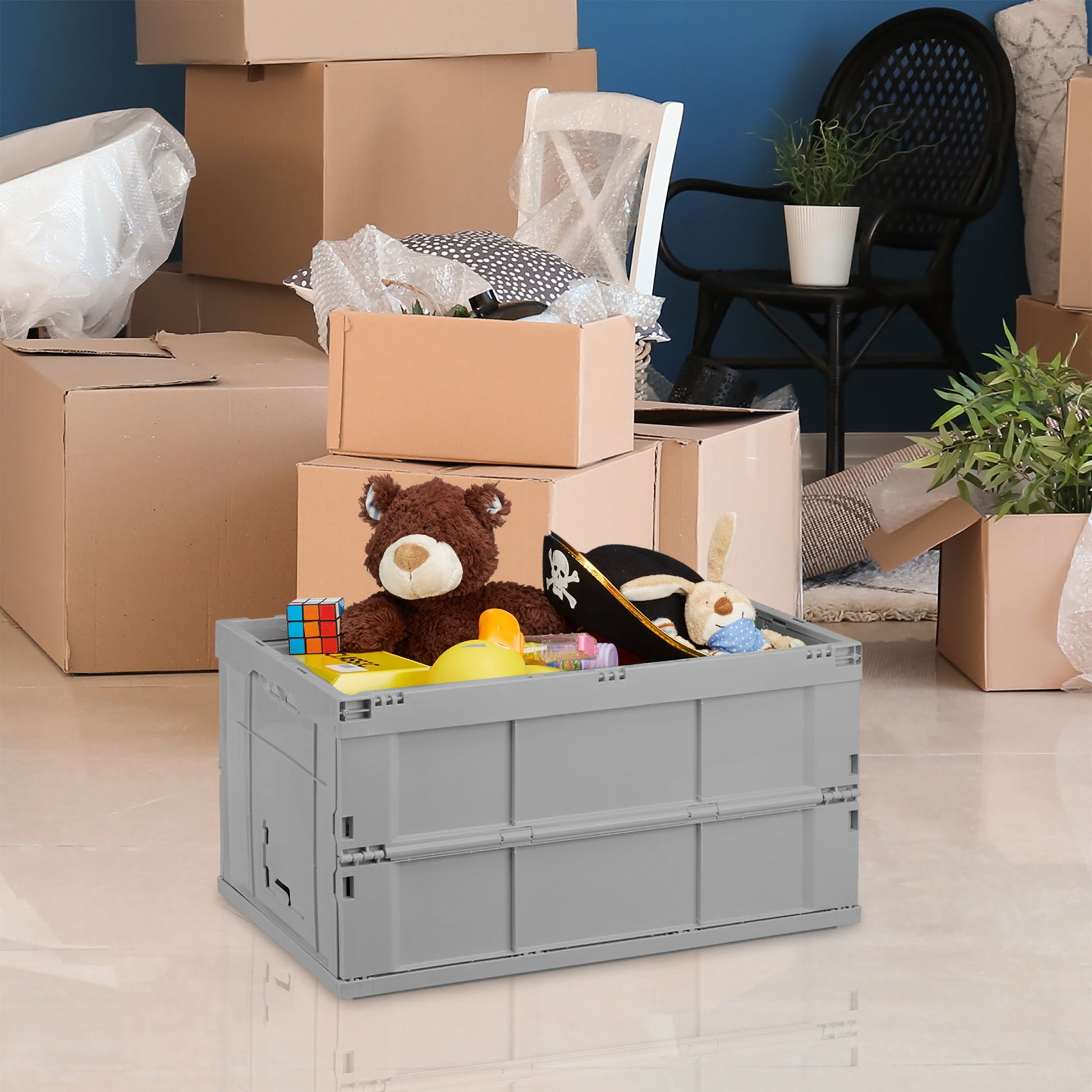 Klappbox stabil Grau von Relaxdays